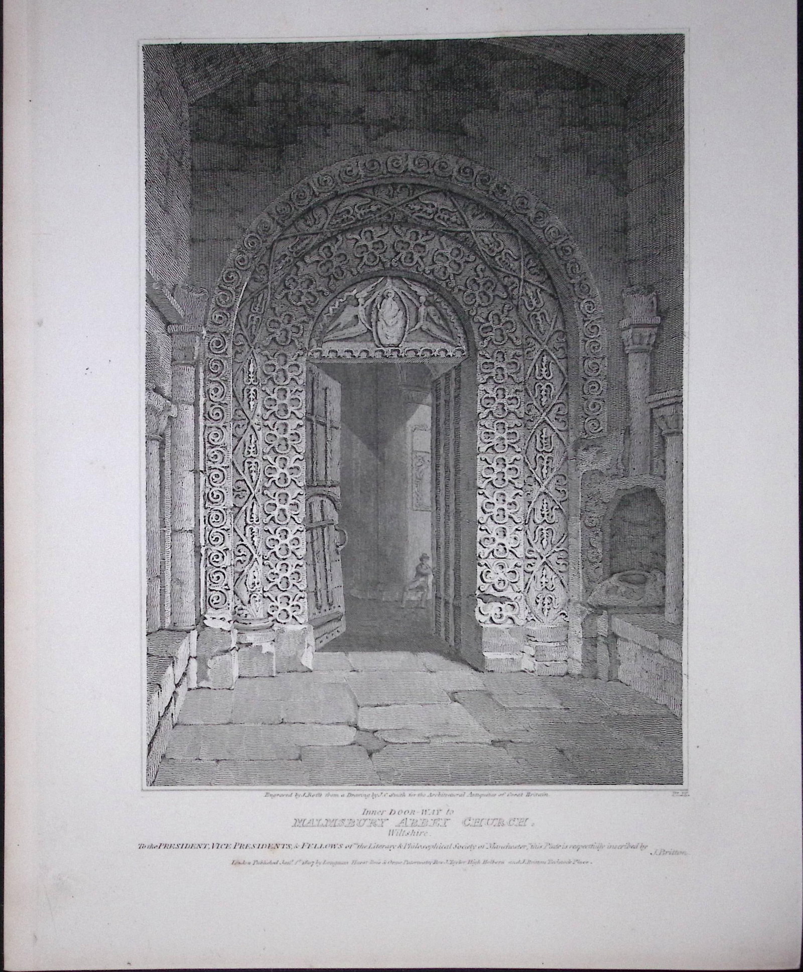 Malmsbury Church-Wiltshire 190 Years-Old Rare John Britton Antique Steel Engraving-51: Title: Malmsbury Church-Wiltshire 190 Years-Old Rare John Britton Antique Steel Engraving-51 Description: This 191 Years-Old Steel Gilt-Edged Engraved Plate Has Been Removed from an Antique Edition
