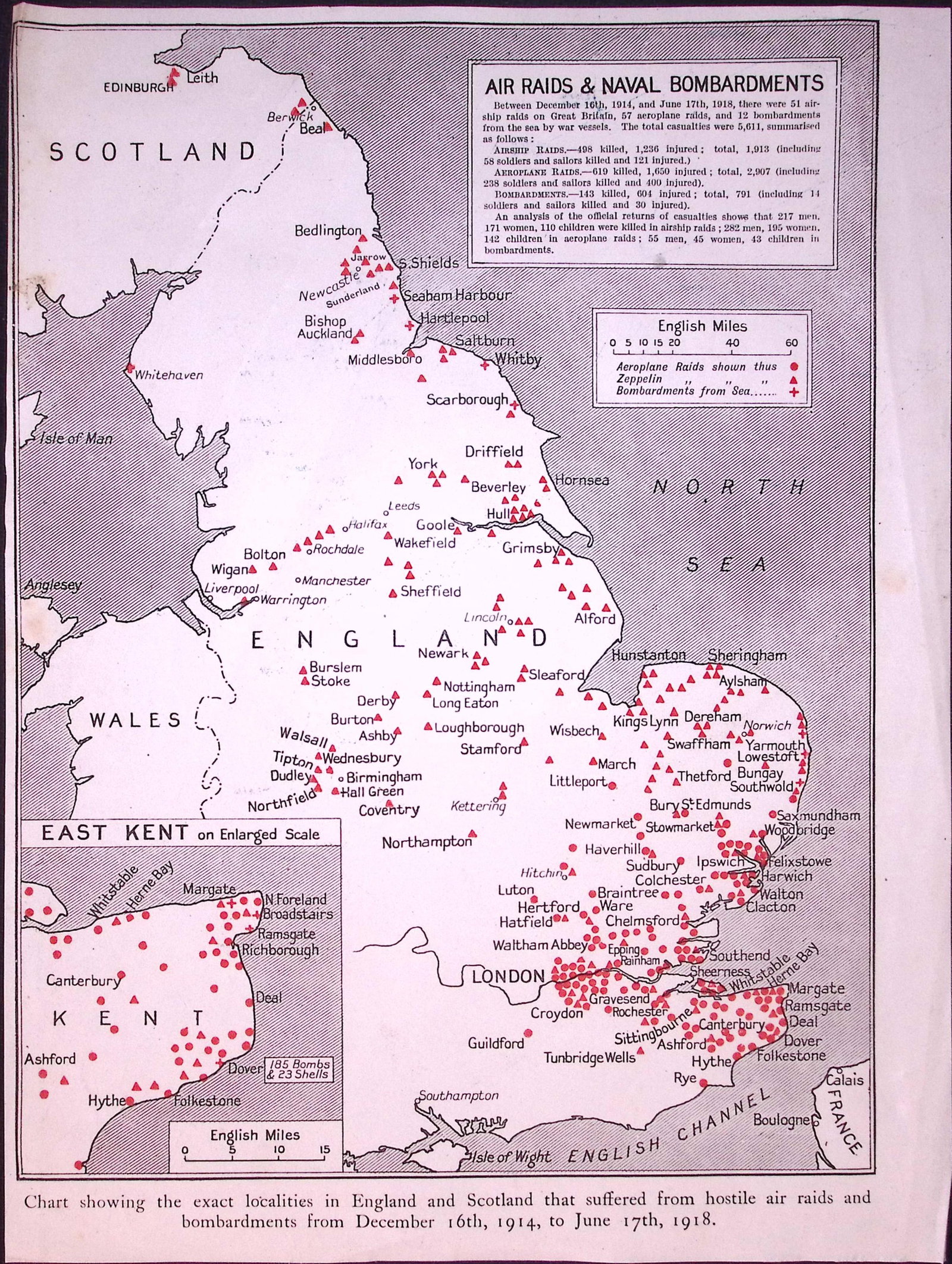 WW1 Air Raids & Naval Bombardments on Britain Antique 1922 Coloured Map: Title: WW1 Air Raids & Naval Bombardments on Britain Antique 1922 Coloured Map Description: WW1 Air Raids & Naval Bombardments on Britain Antique 1922 Coloured Map Removed from an