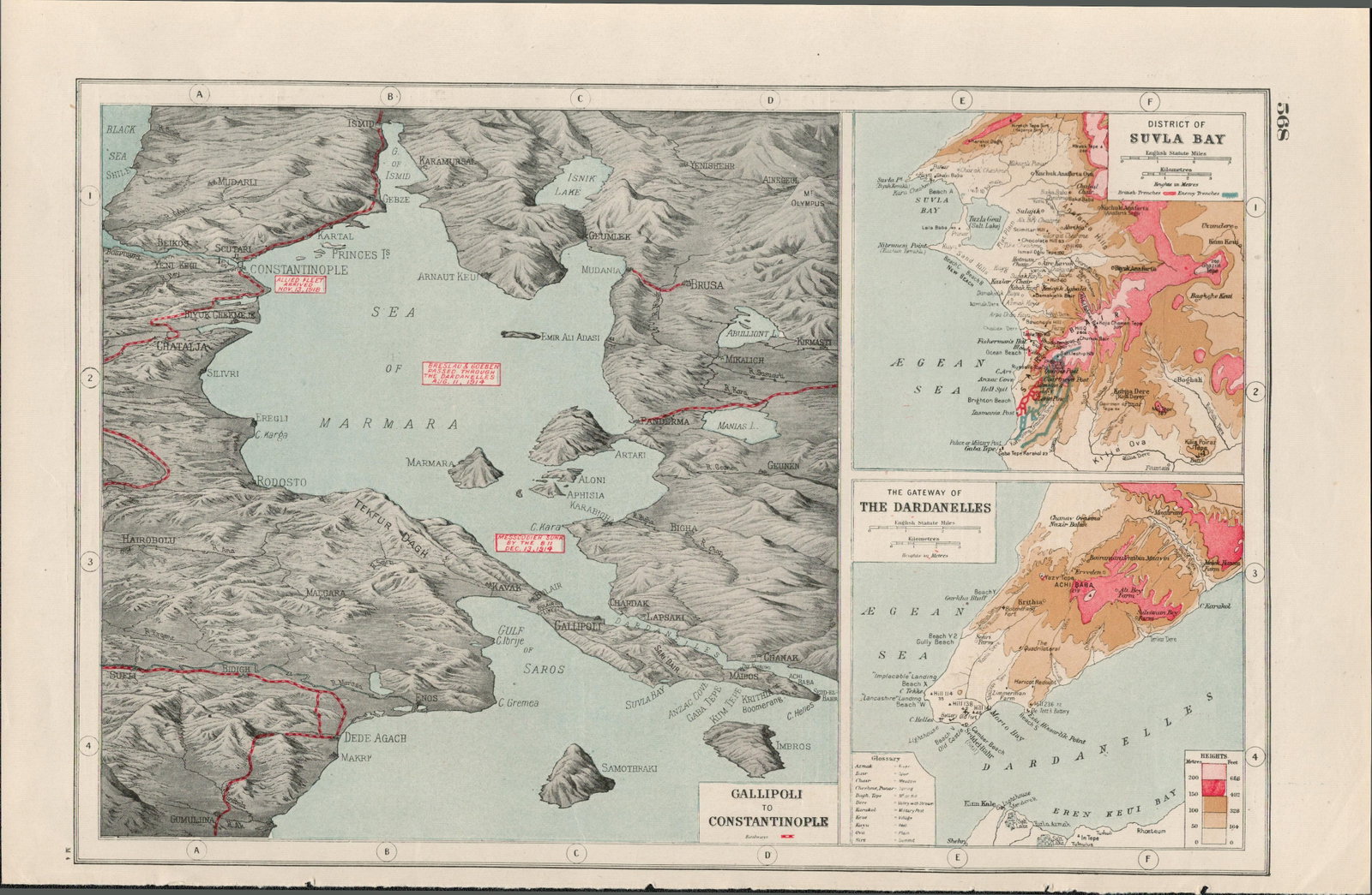 WW1 Gallipoli To Constantinople Coloured 1922 Antique Map-568: Title: WW1 Gallipoli To Constantinople Coloured 1922 Antique Map-568 Description: This Antique Print Was Removed from an Antique 1922 Harmsworth New Atlas WW1 Supplement. This Single Sheet Meas