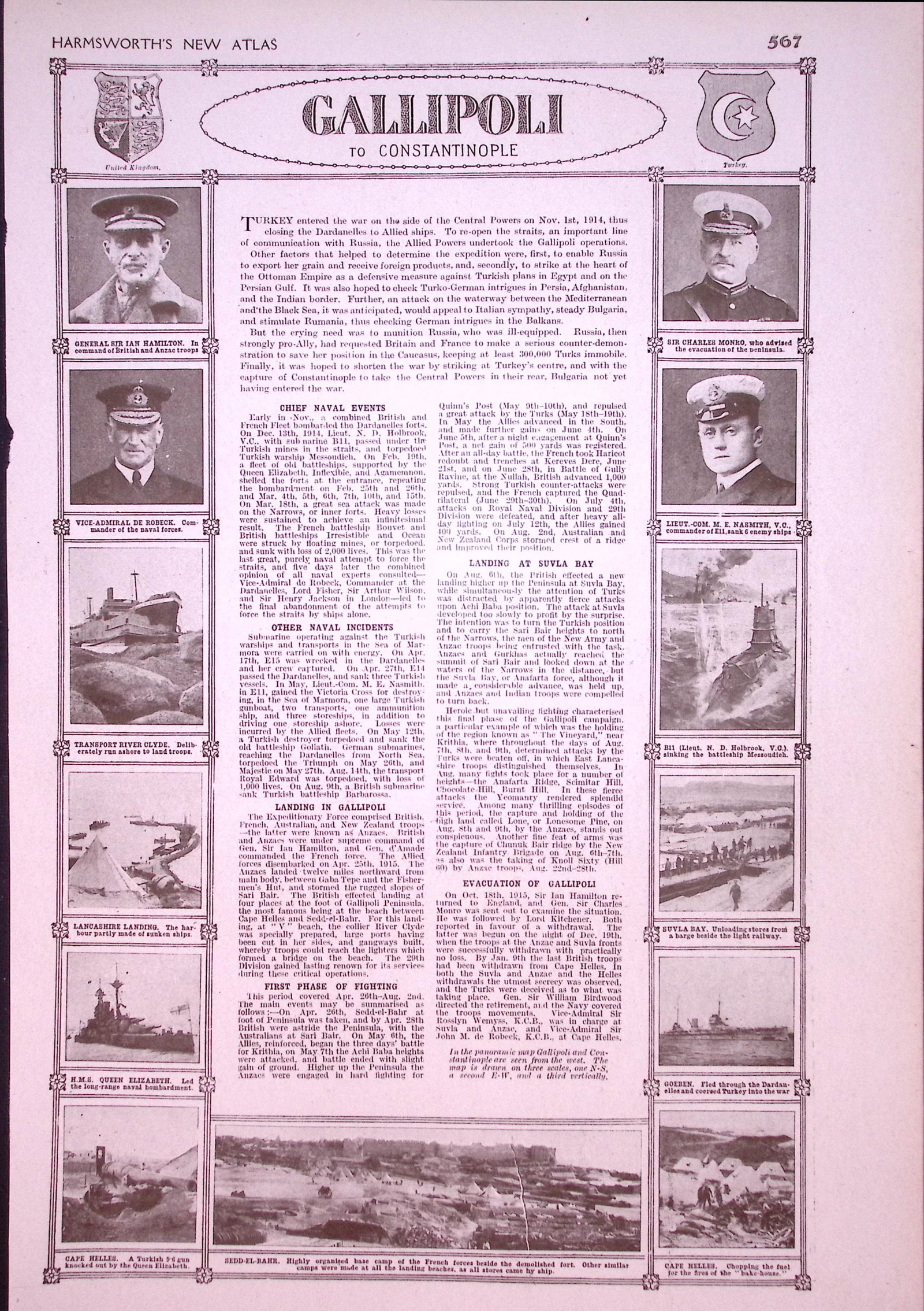WW1 Gallipoli To Constantinople Coloured 1922 Antique Map-568 - 2