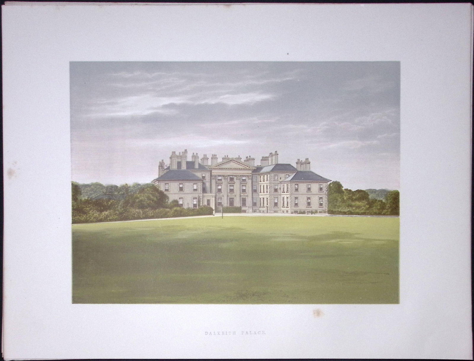 Dalkeith Palace Scotland 160 Years-Old Gilt-Edge Coloured Antique Book Plate-9: Title: Dalkeith Palace Scotland 160 Years-Old Gilt-Edge Coloured Antique Book Plate-9 Description: This Stunning Gilt-Edged Colour Plate illustrated by Alexander Francis Lydon and Coloured By.