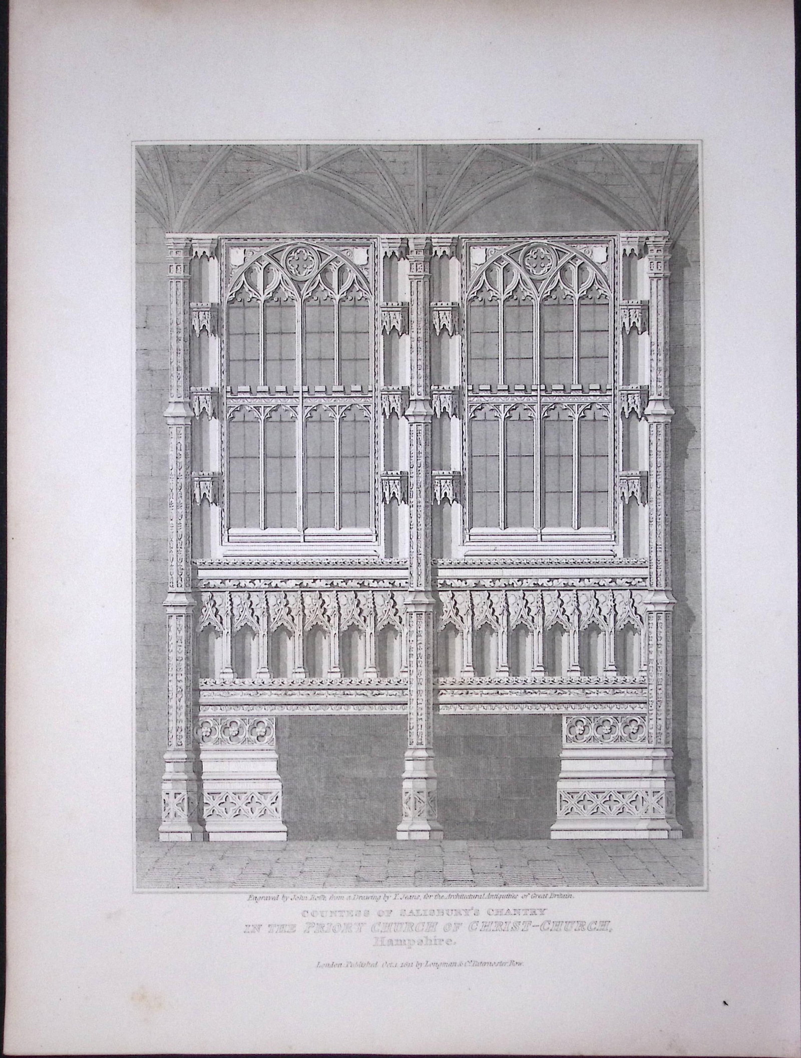 Priory Christ- Church Hampshire 190 Years-Old John Britton Antique Steel Engraving-170: Title: Priory Christ- Church Hampshire 190 Years-Old John Britton Antique Steel Engraving-170 Description: This 191 Years-Old Steel Gilt-Edged Engraved Plate Has Been Removed from an Antique Edition
