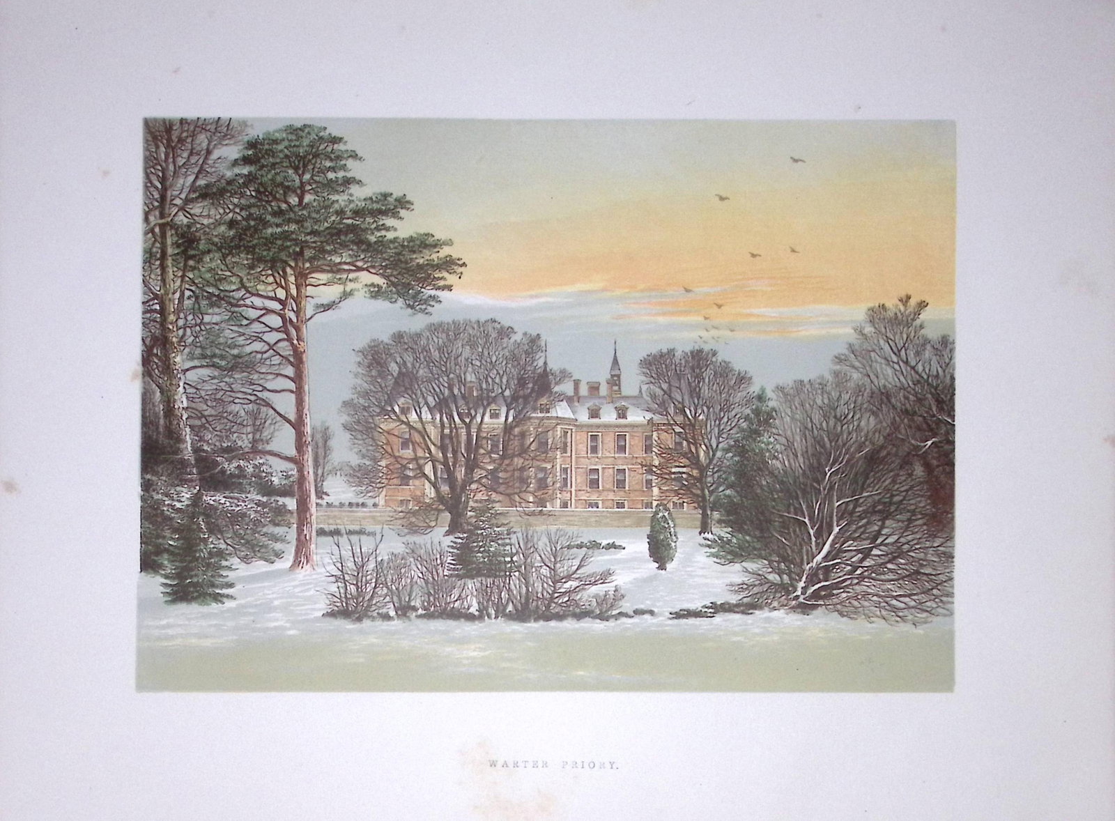 Warter Priory East Riding Yorkshire 160 Years-Old Gilt-Edge Coloured Antique Book Plate-20: Title: Warter Priory East Riding Yorkshire 160 Years-Old Gilt-Edge Coloured Antique Book Plate-20 Description: This Stunning Gilt-Edged Colour Plate illustrated by Alexander Francis Lydon and Colou