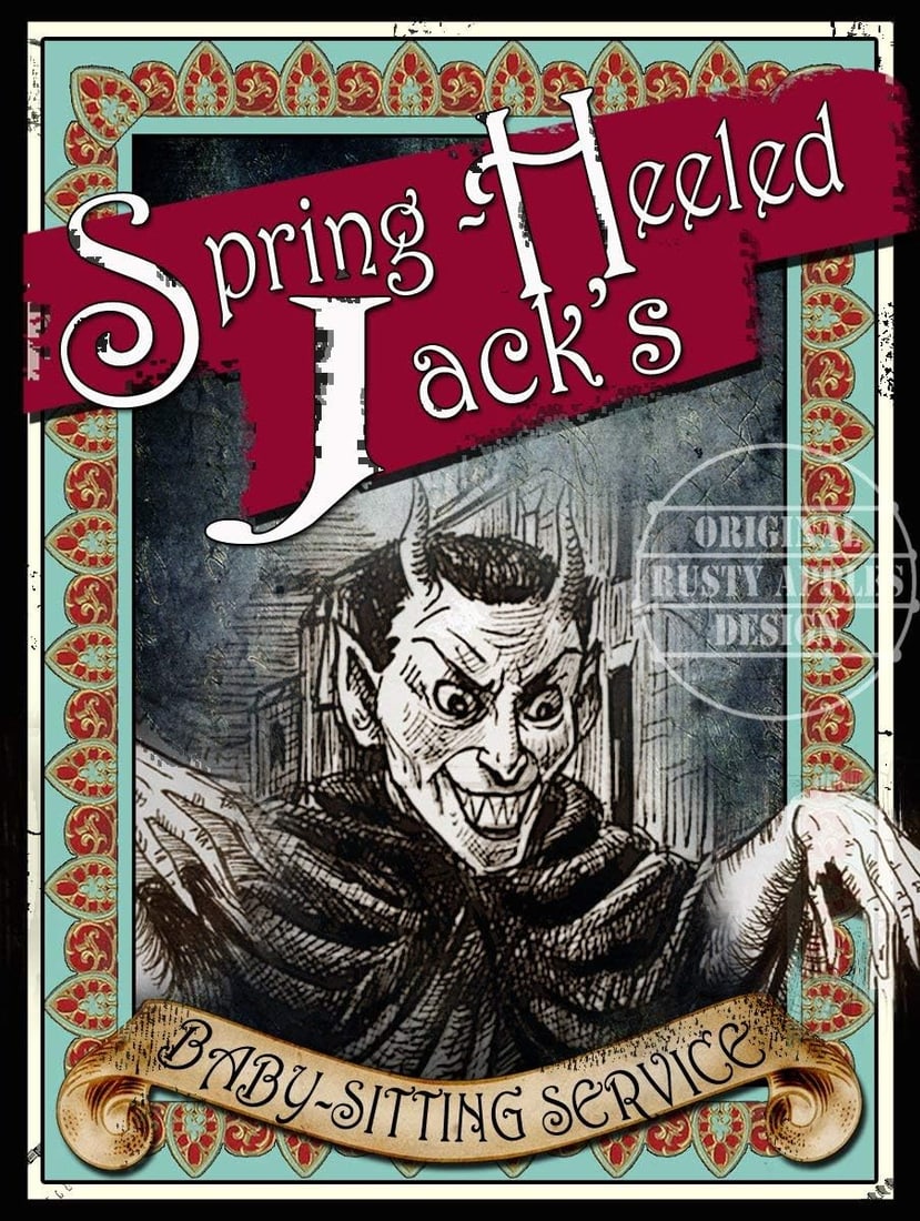Spring Heeled Jack Babysitting Services Victorian Poster Style Metal Wall Art (1 of 1)