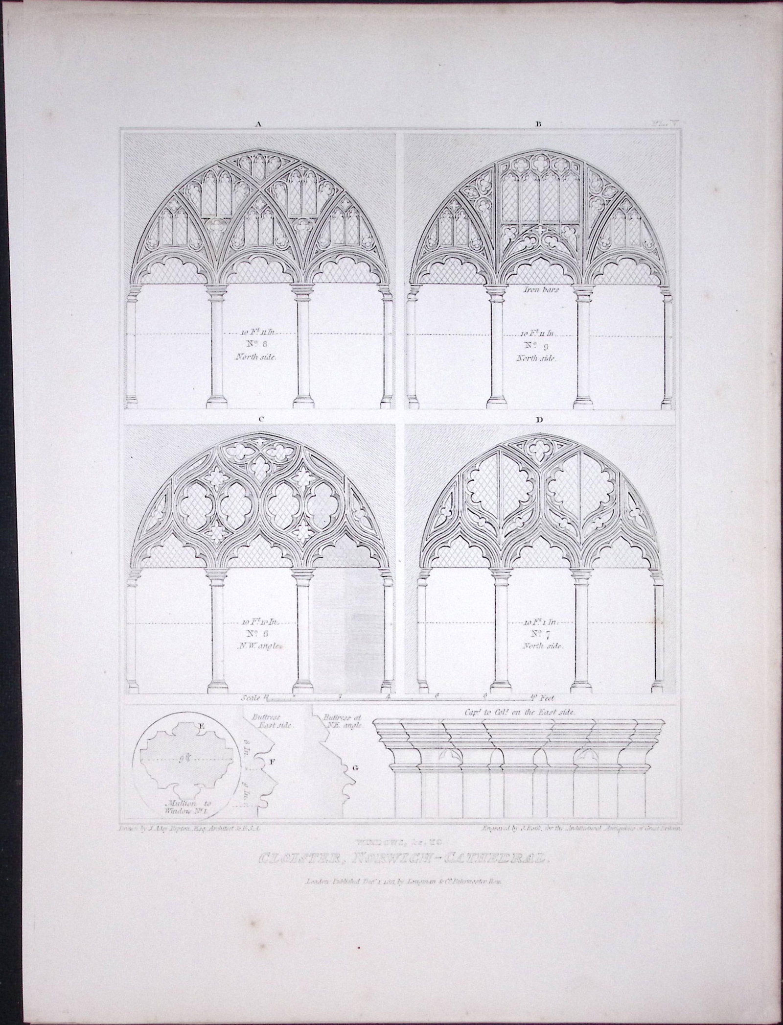 Norwich Cathedral Norfolk 190 Years-Old John Britton Antique Steel Engraving-183 (1 of 1)
