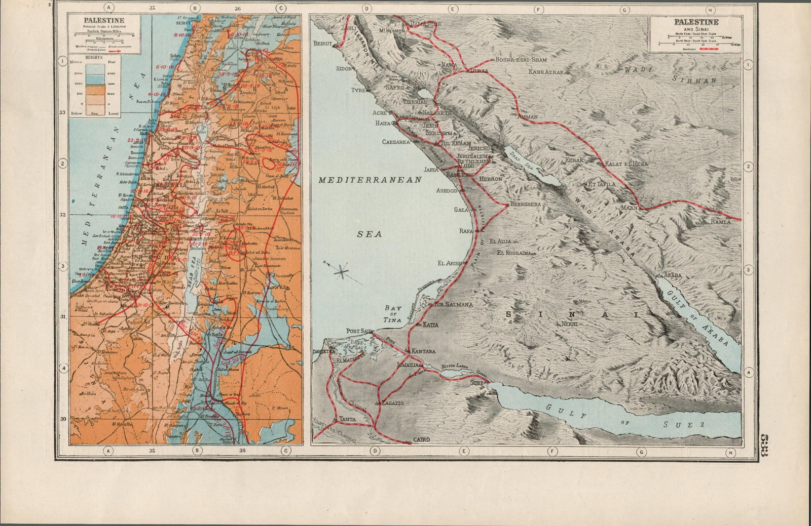WW1 Palestine & Surrounding Areas Antique Coloured 1922 Map-533: Title: WW1 Palestine & Surrounding Areas Antique Coloured 1922 Map-533 Description: This Antique Print Was Removed from an Antique 1922 Harmsworth New Atlas WW1 Supplement. This Single Shee