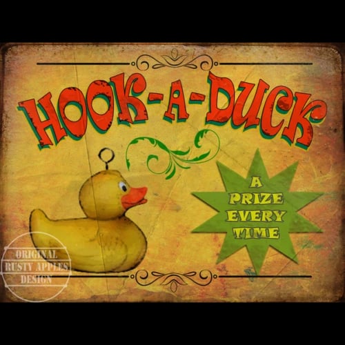 Hook A Duck Vintage Style Traditional Fairground Stalls & Rides Metal Wall Art: Title: Hook A Duck Vintage Style Traditional Fairground Stalls & Rides Metal Wall Art Description: ★ Approx Size 8” x 6” (Inches) 200 x 150 (mm). ★ Our Metal Art Design