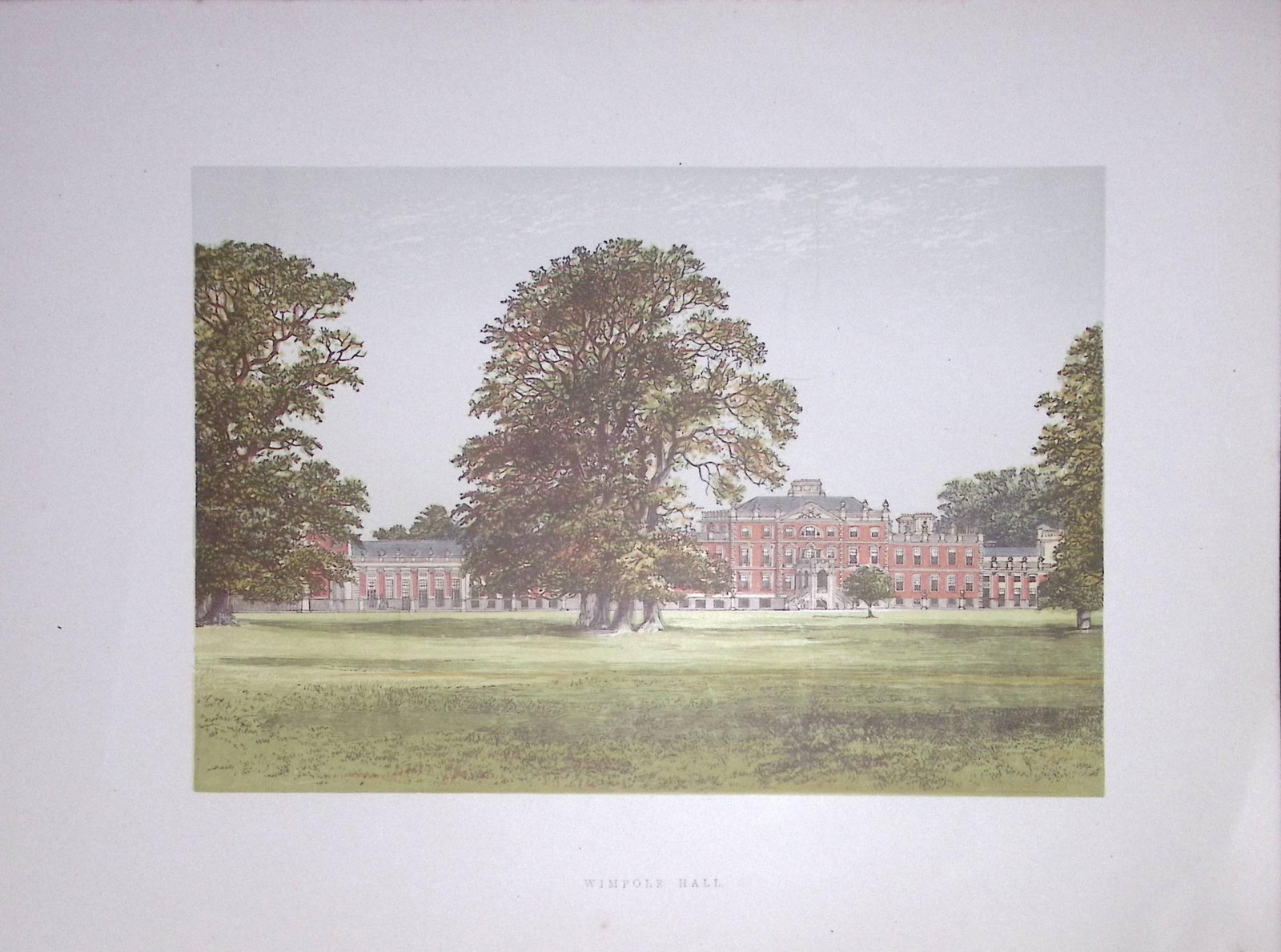 Wimploe Hall Cambridgeshire 160 Years-Old Gilt-Edge Antique Book Plate-37: Title: Wimploe Hall Cambridgeshire 160 Years-Old Gilt-Edge Antique Book Plate-37 Description: This Stunning Gilt-Edged Colour Plate illustrated by Alexander Francis Lydon and Coloured By. Benjamin