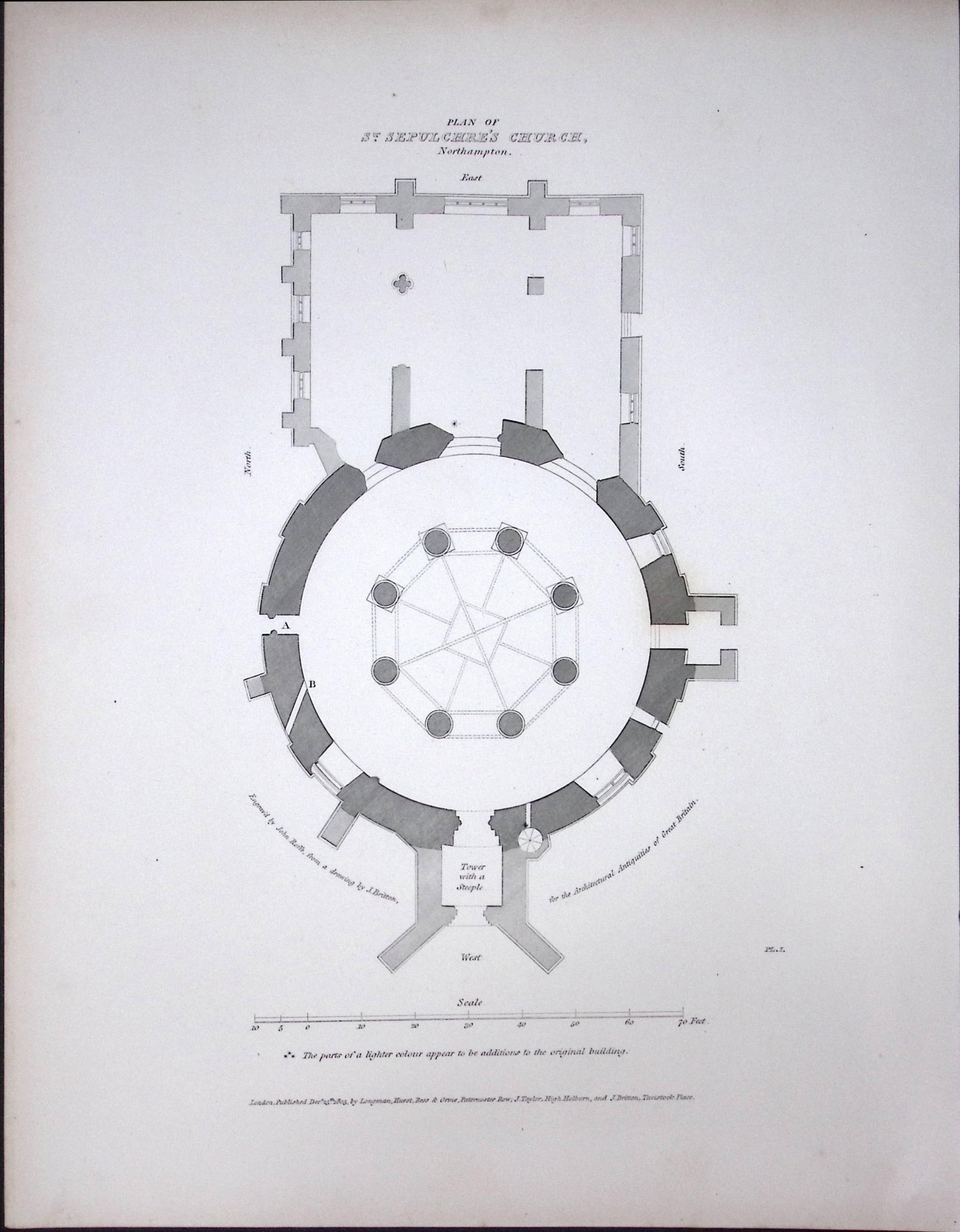 Holy Sepulchre Northampton Rare John Britton 191 Years-Old Antique Steel Engraving-18 (1 of 2)