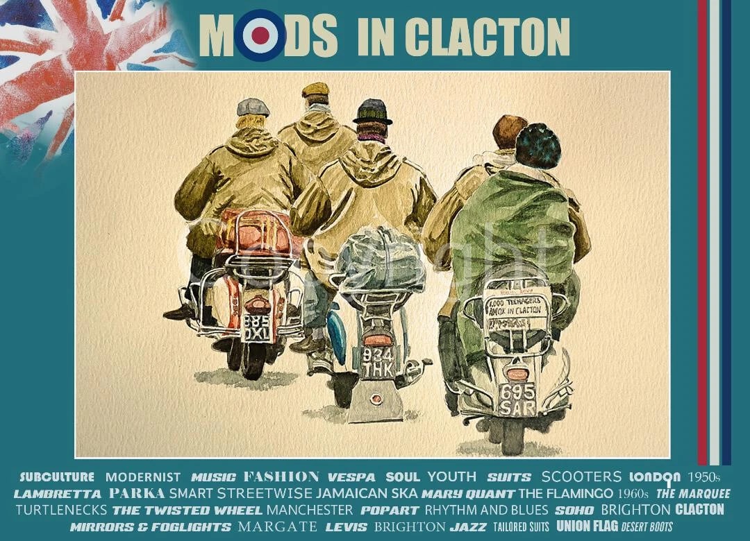 Mod Teenagers Run Amok In Clacton Nostalgic Scene 1960's Metal Wall Art: Title: Mod Teenagers Run Amok In Clacton Nostalgic Scene 1960's Metal Wall Art Description: ★ Approx Size 12” x 8” (Inches) 300 x 200 (mm). ★ Our Metal Art Design Comes with