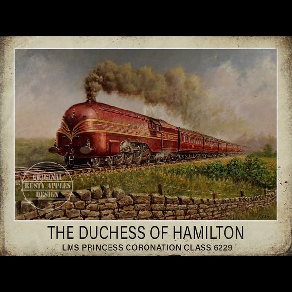 Duchess of Hamilton Coronation Class Nostalgic Iconic Steam Train Metal Wall Art: Title: Duchess of Hamilton Coronation Class Nostalgic Iconic Steam Train Metal Wall Art Description: ★ Approx Size 12” x 8” (Inches) 300 x 200 (mm). ★ Our Metal Art Design