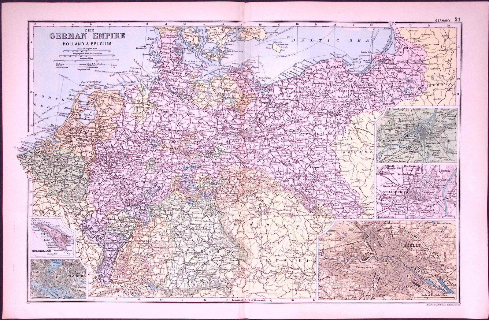The German Empire 120-Year-Old Large Antique Map by G.W. Bacon-21 (1 of 2)