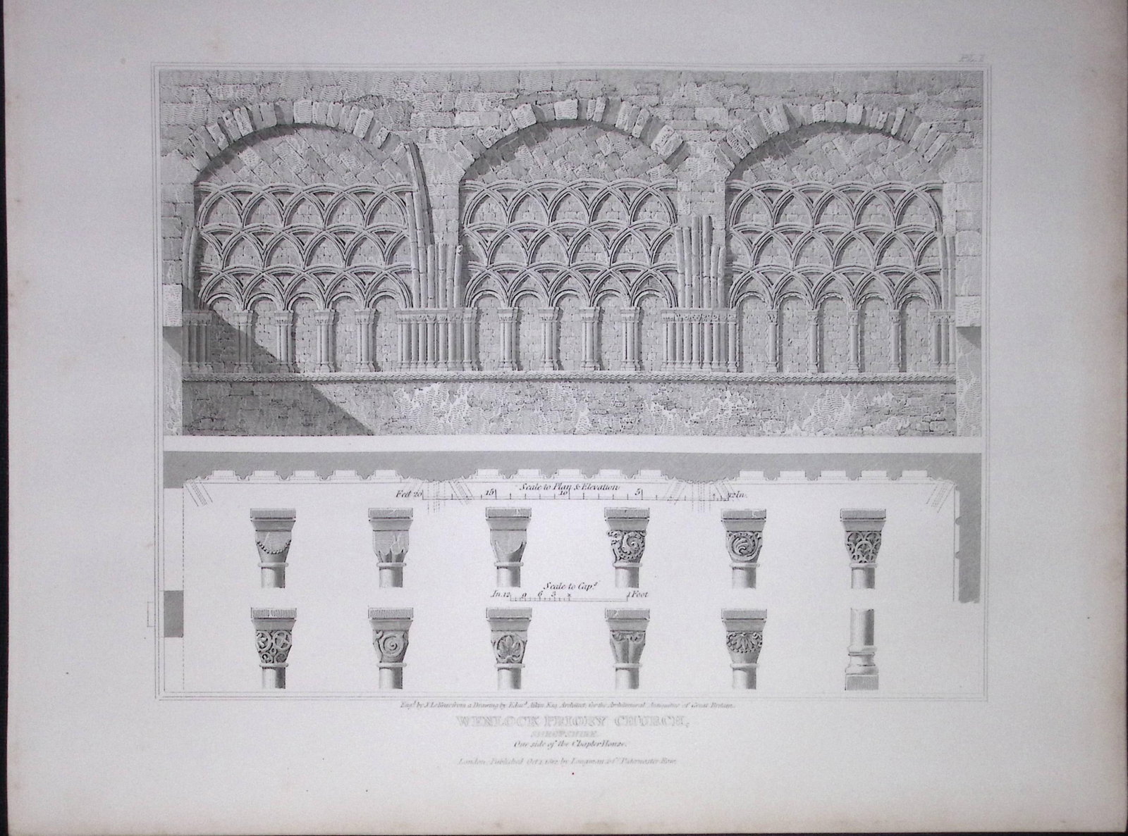 Wenlock Priory Church Shropshire 190 Years-Old Rare John Britton Antique Steel Engraving-74: Title: Wenlock Priory Church Shropshire 190 Years-Old Rare John Britton Antique Steel Engraving-74 Description: This 191 Years-Old Steel Gilt-Edged Engraved Plate Has Been Removed from an Antique E
