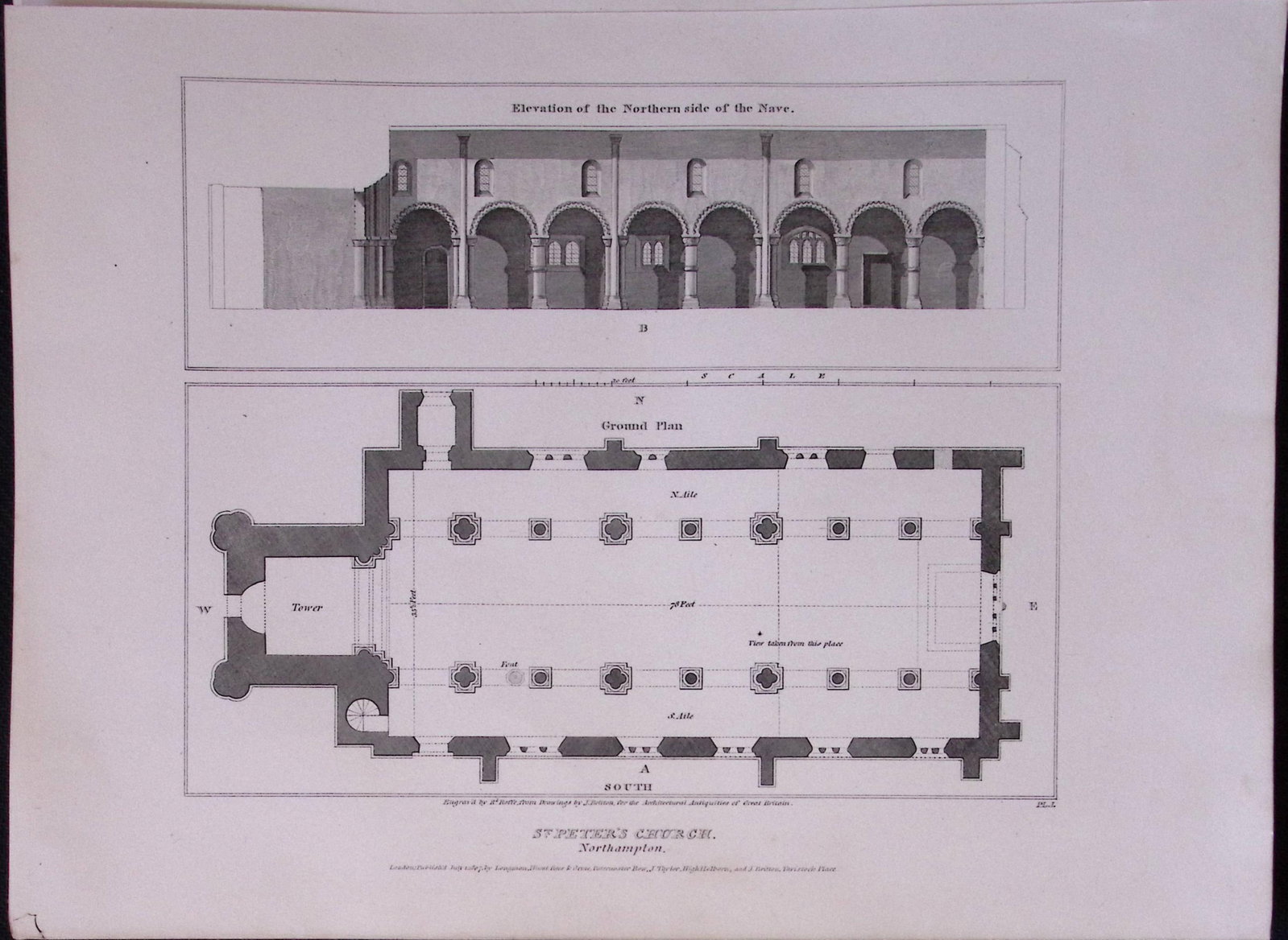 St Peters Church Northampton 190 Years-Old John Britton Antique Steel Engraving-195: Title: St Peters Church Northampton 190 Years-Old John Britton Antique Steel Engraving-195 Description: This 191 Years-Old Steel Gilt-Edged Engraved Plate Has Been Removed from an Antique Edition of.