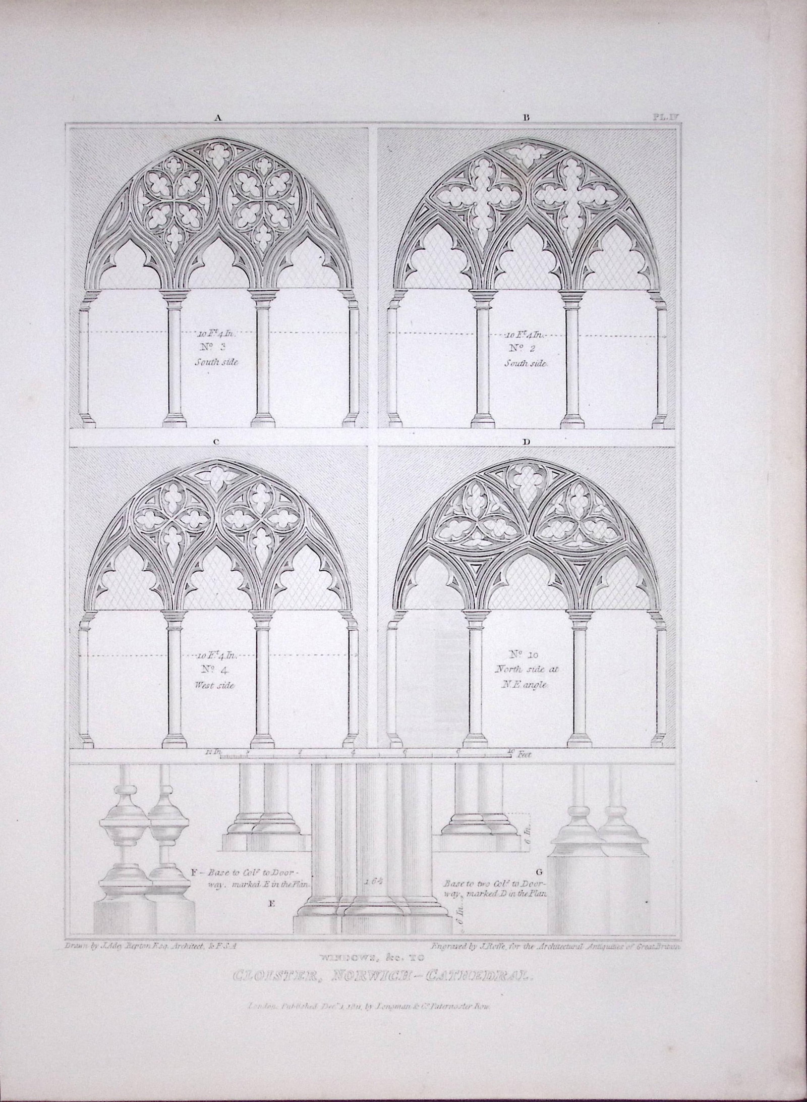 Norwich Cathedral Norfolk 190 Years-Old John Britton Antique Steel Engraving-182 (1 of 1)