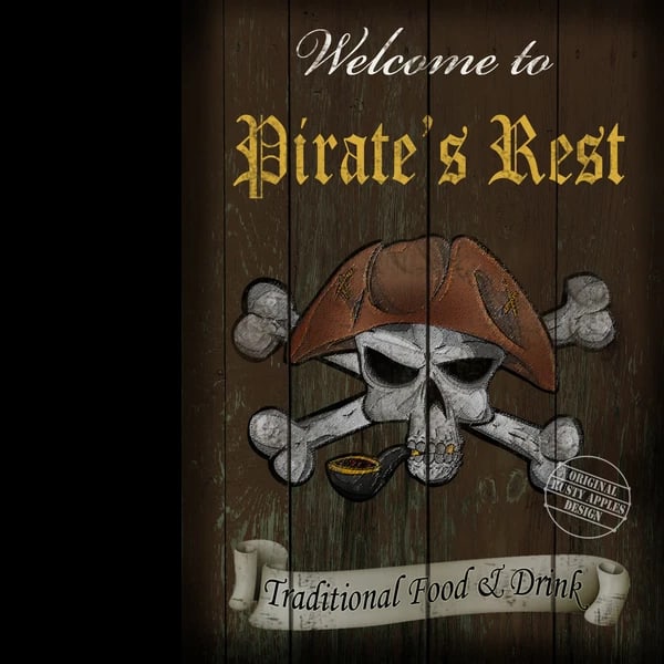 English Traditional Pub Sign The Pirates Rest Metal Wall Art: Title: English Traditional Pub Sign The Pirates Rest Metal Wall Art Description: ★ Approx Size 12” x 8” (Inches) 300 x 200 (mm). ★ Our Metal Art Design Comes with Rounded