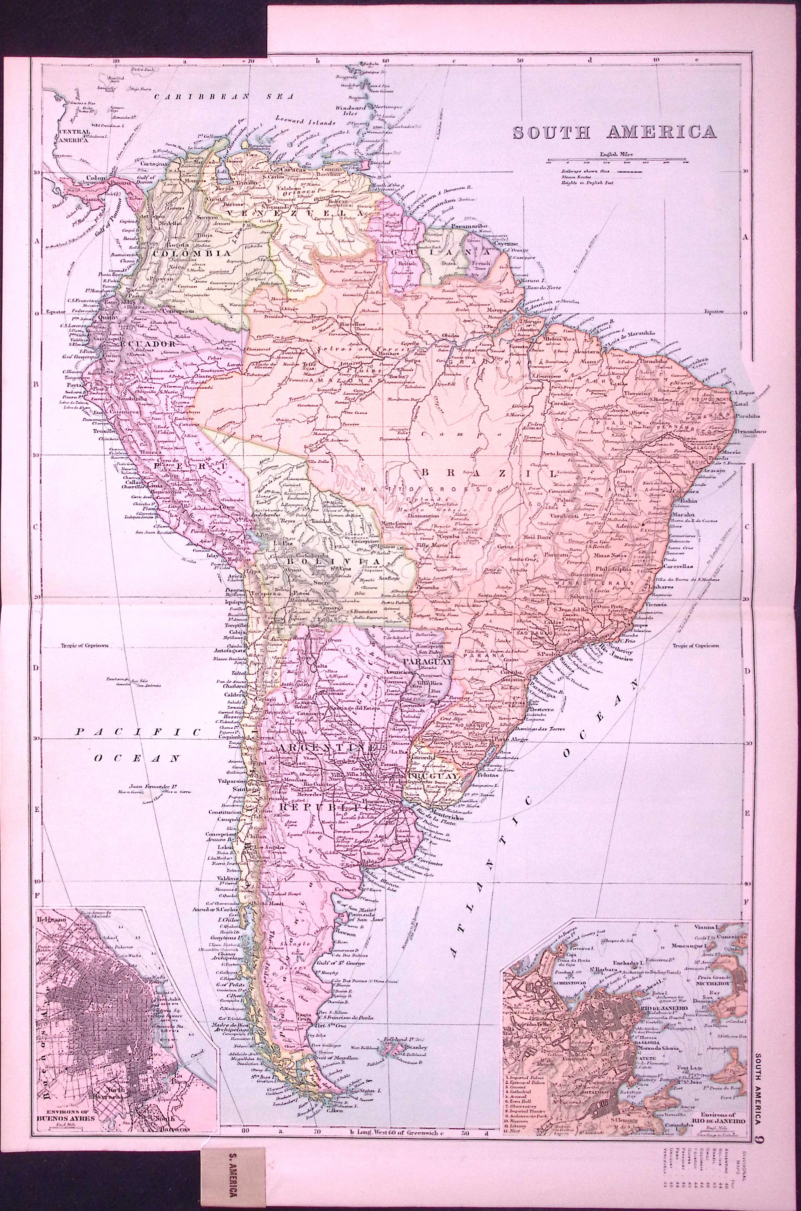 South America 120-Year-Old Large Coloured Antique Map by G.W. Bacon-9 (1 of 2)