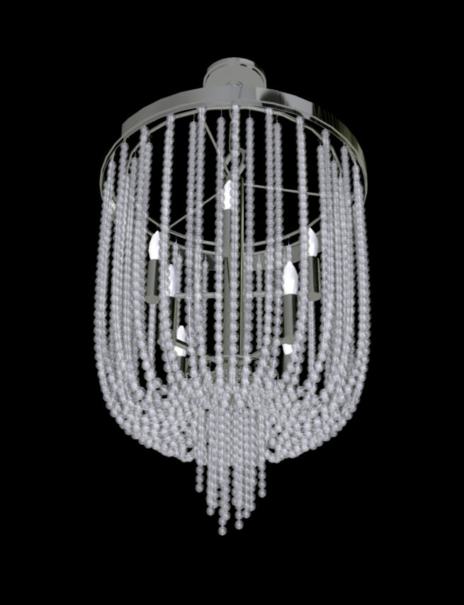 Heavy Polished Nickel & Crystal Designer Chandelier - 9