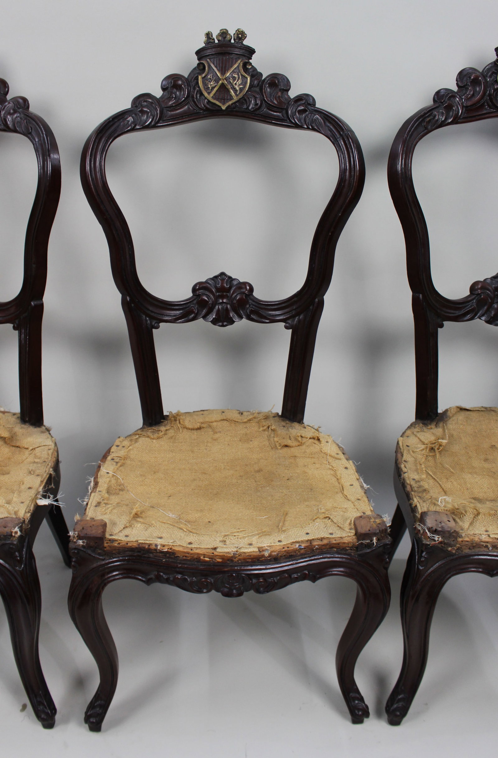 Set of 4 Victorian Heraldic Crested Chairs c.1850 - 6