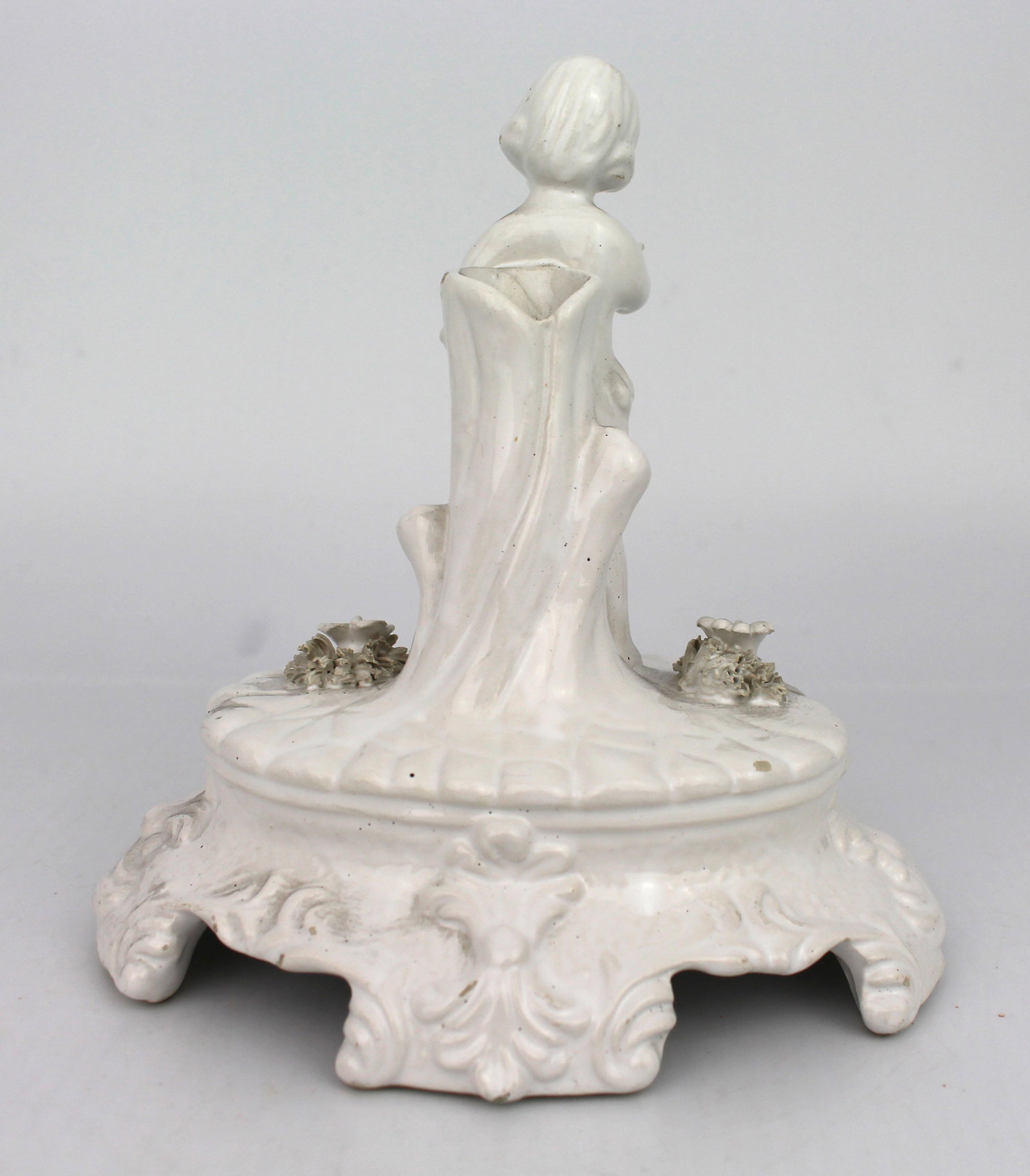 Painted White Porcelain Cherub Figurine - 3