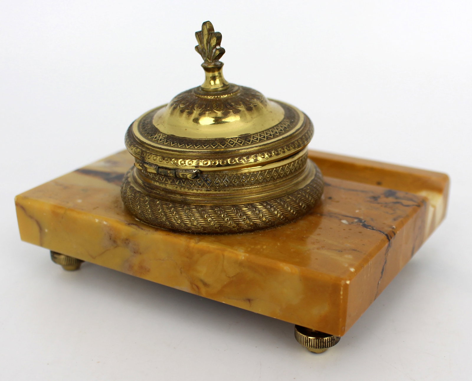 Antique Siena Marble and Ormolu Inkwell c.1900 - 11