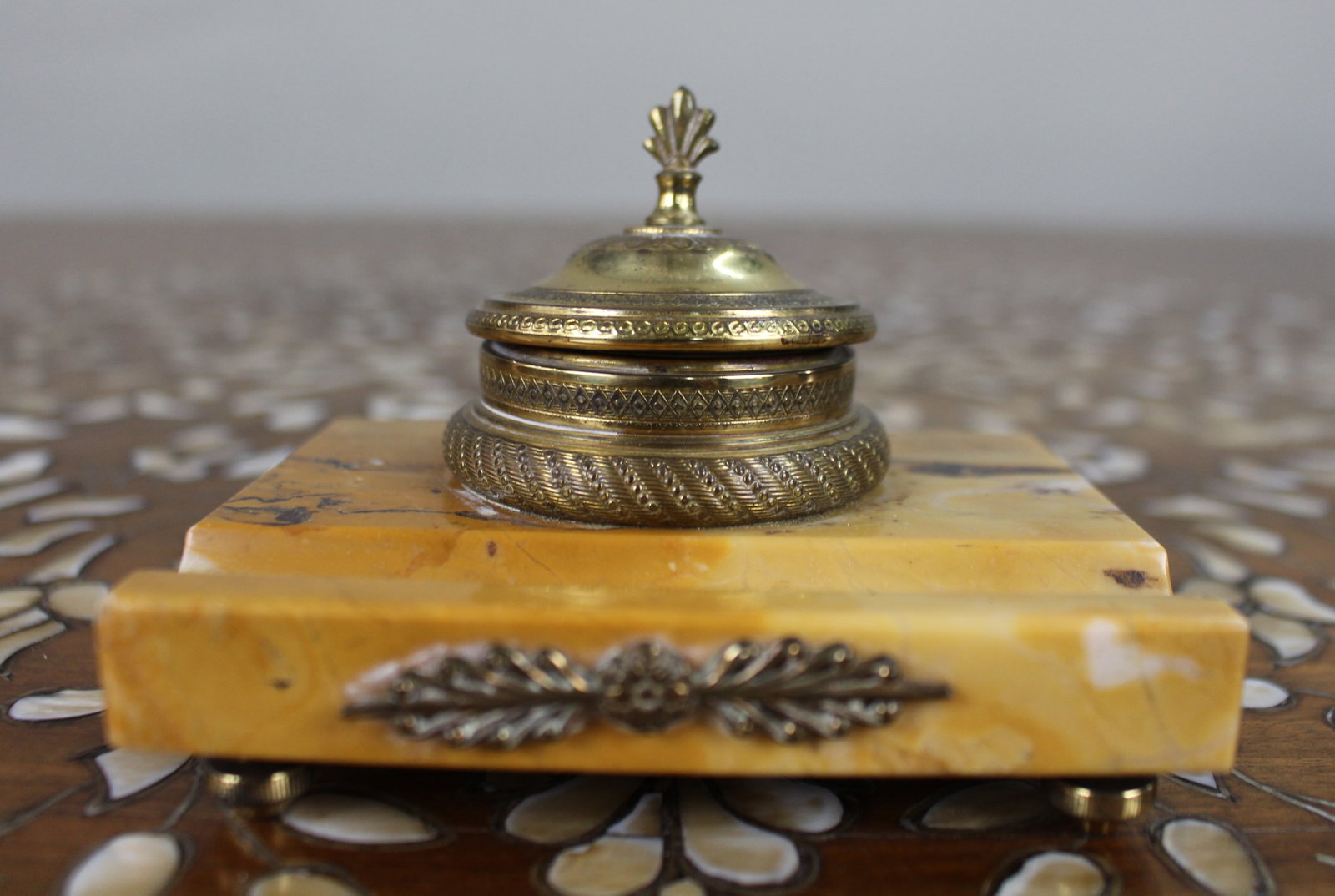 Antique Siena Marble and Ormolu Inkwell c.1900 - 3