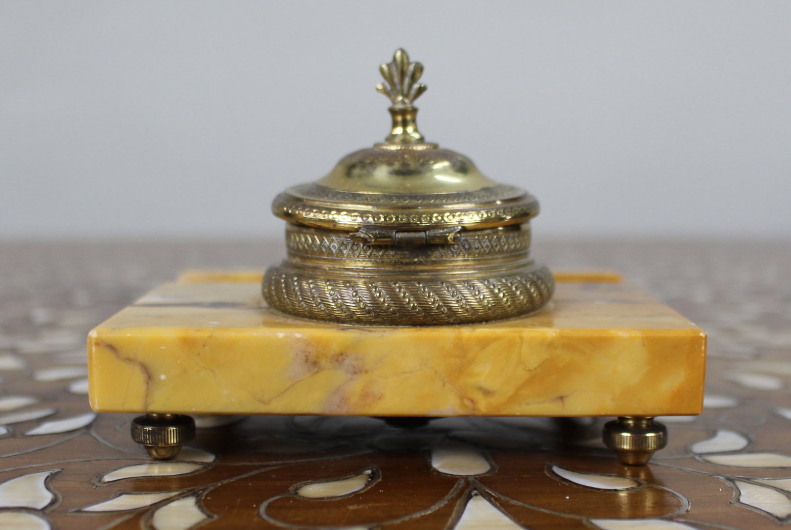 Antique Siena Marble and Ormolu Inkwell c.1900 - 5