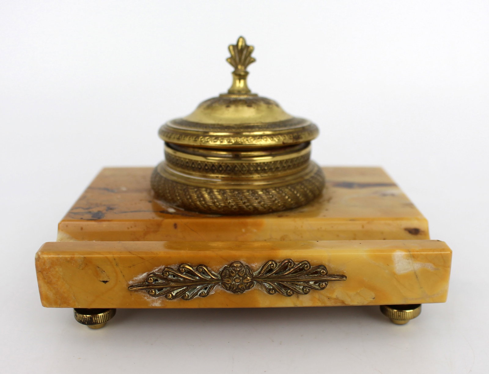Antique Siena Marble and Ormolu Inkwell c.1900 - 8