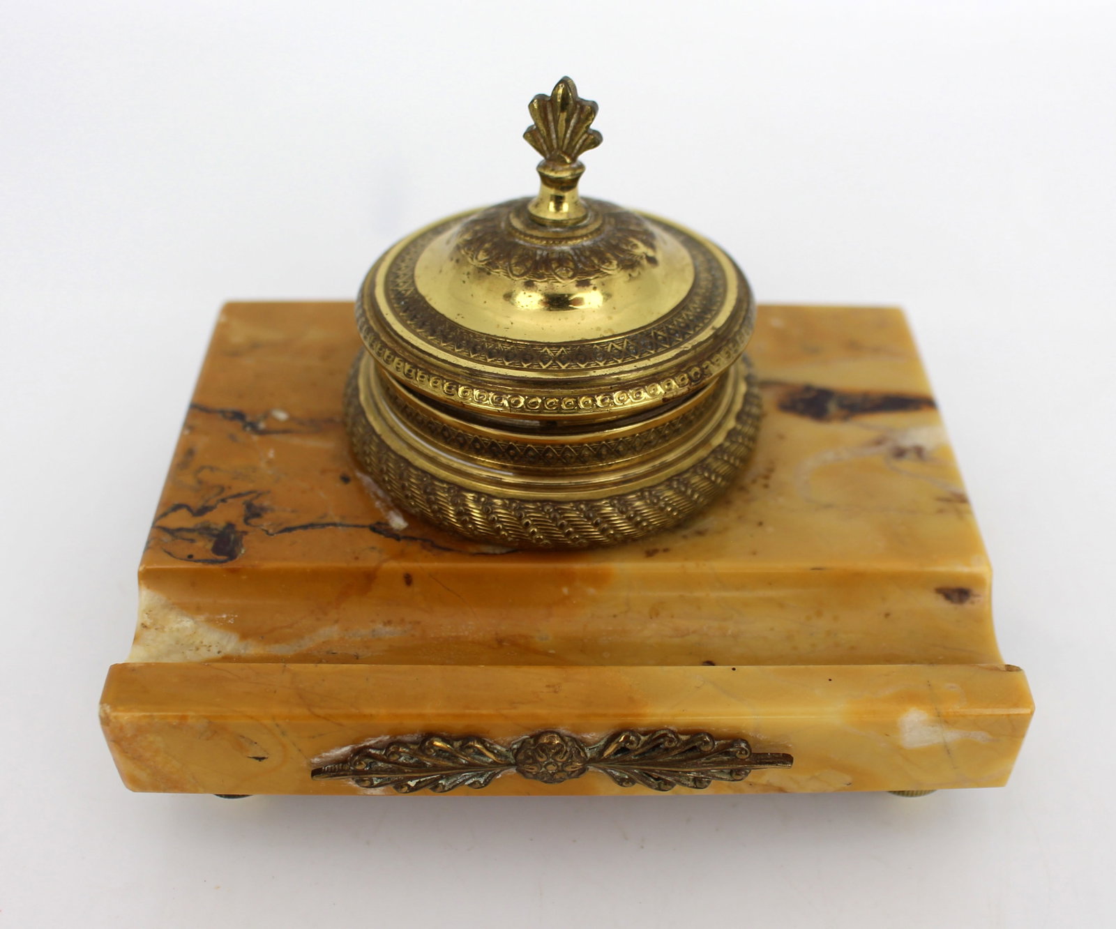 Antique Siena Marble and Ormolu Inkwell c.1900 - 9