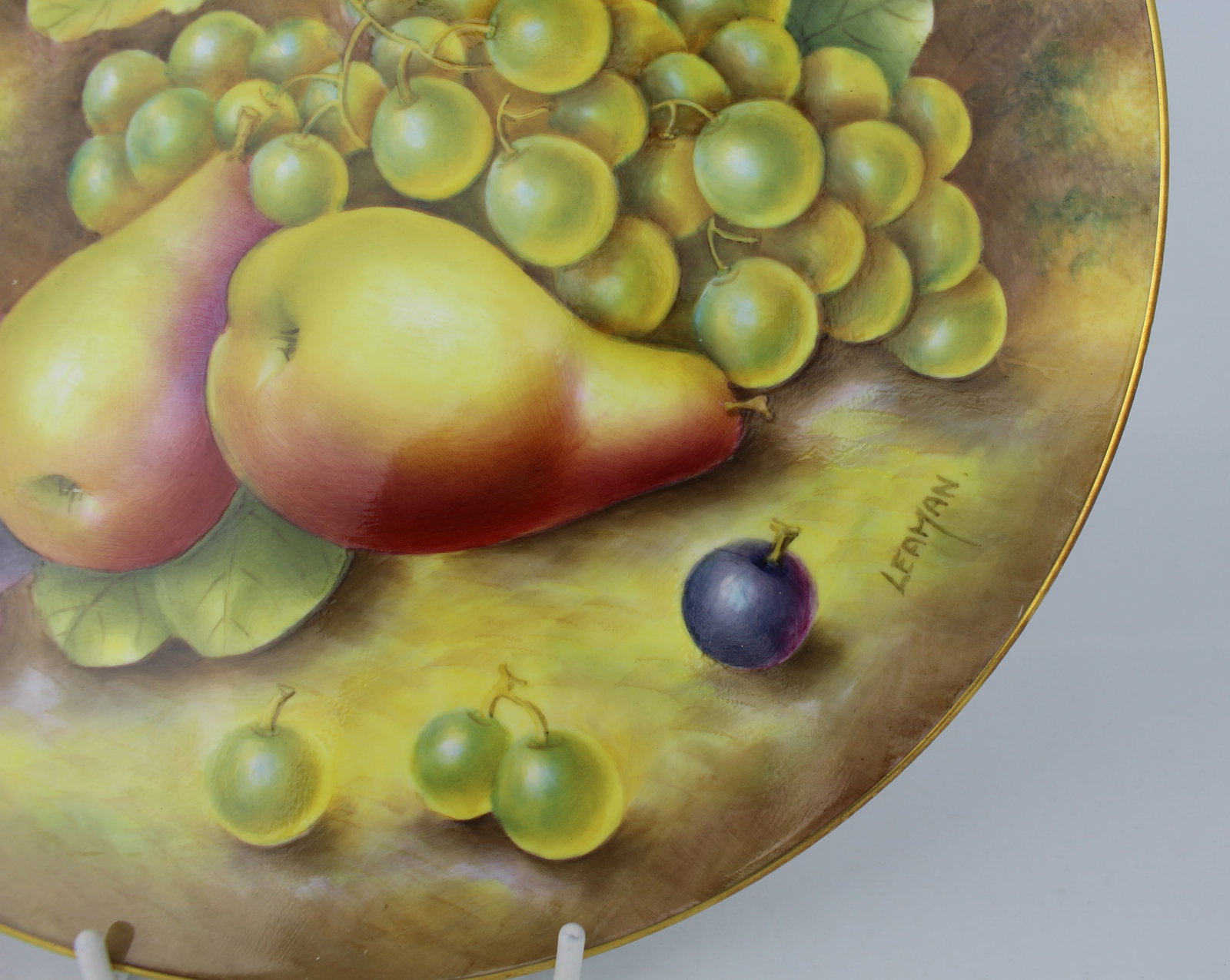 Pair of Leaman Hand Painted Fruit Cabinet Plates - 4