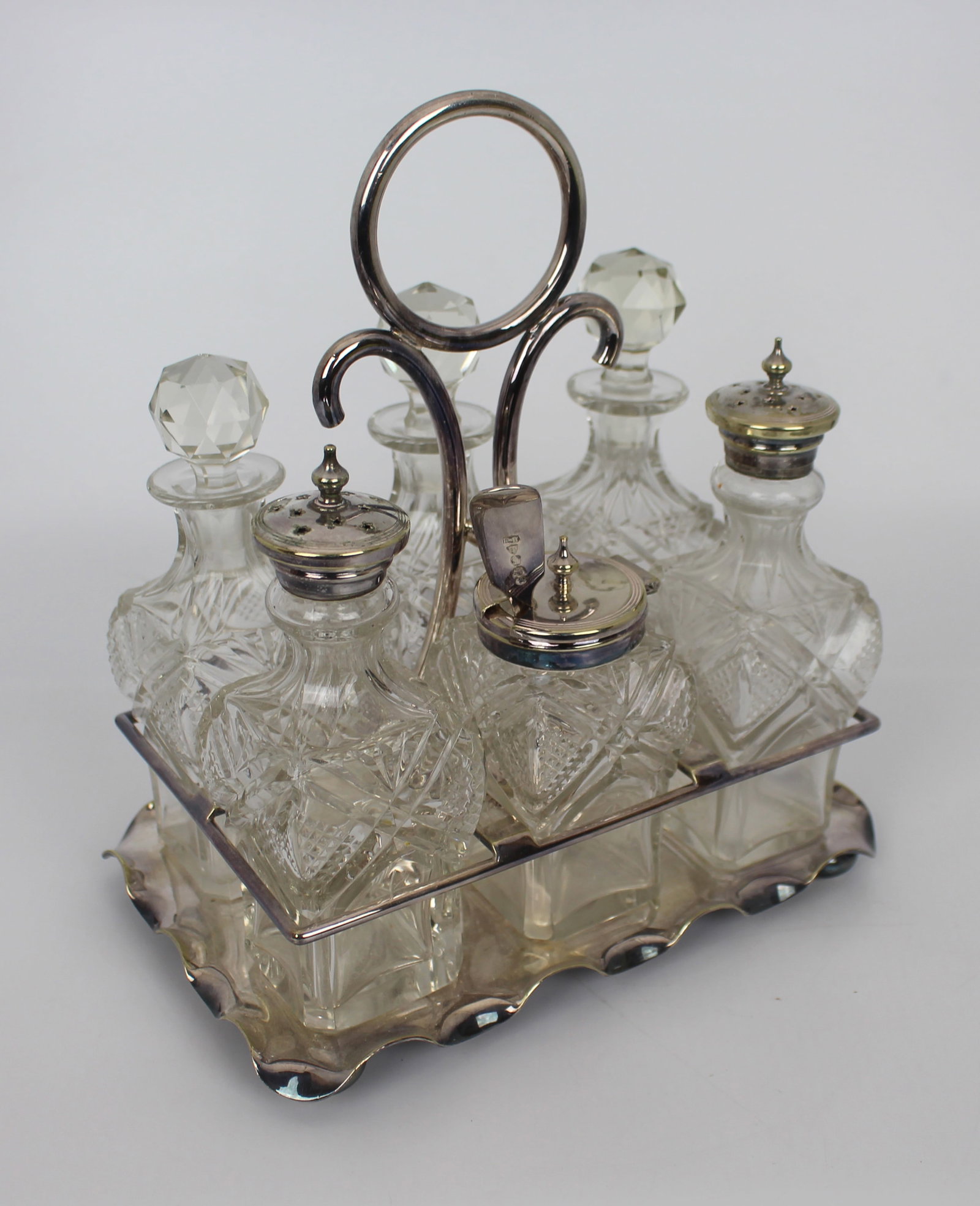 Fine Edwardian Silver Plated Crystal Cruet Set - 2