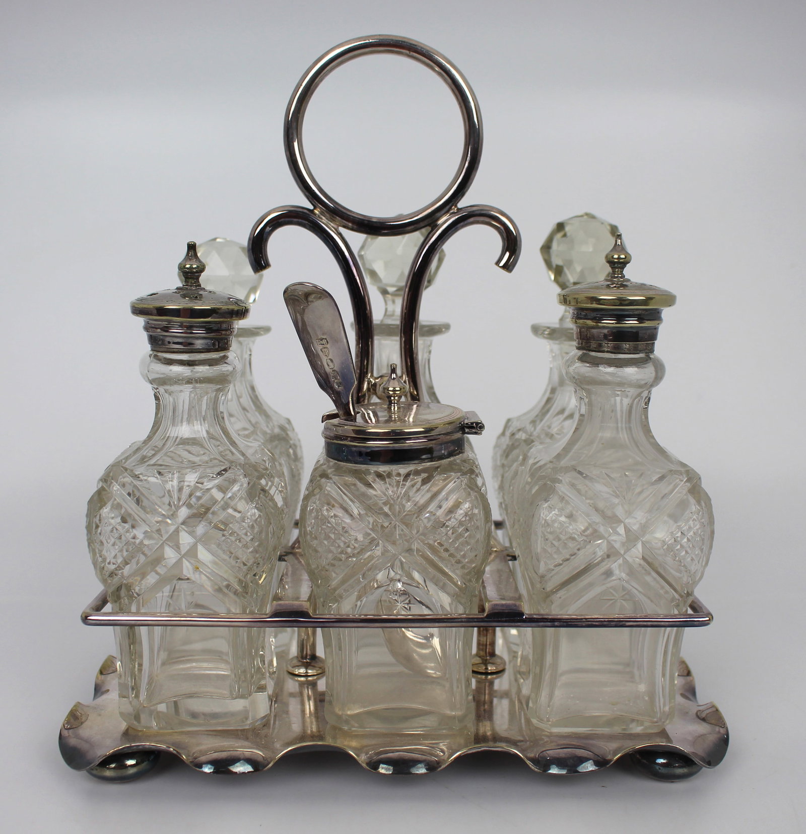 Fine Edwardian Silver Plated Crystal Cruet Set - 3