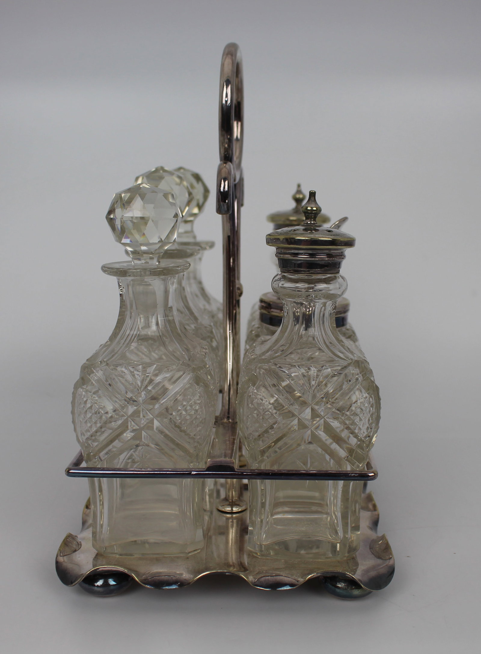 Fine Edwardian Silver Plated Crystal Cruet Set - 4