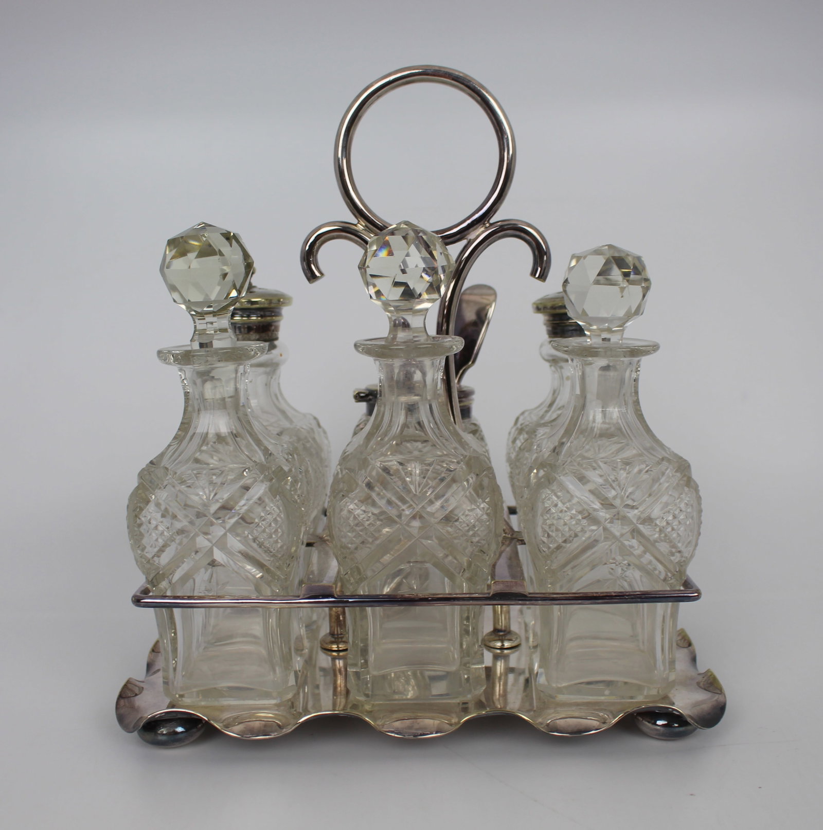 Fine Edwardian Silver Plated Crystal Cruet Set - 5