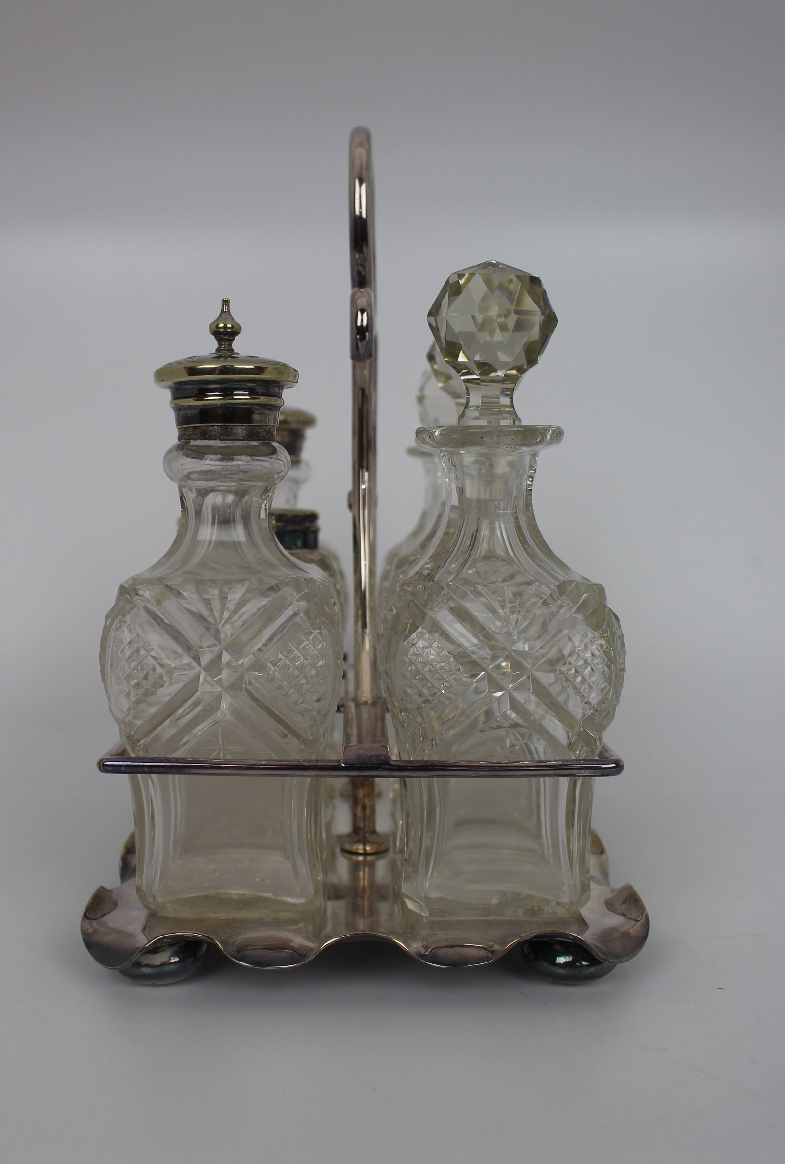 Fine Edwardian Silver Plated Crystal Cruet Set - 6