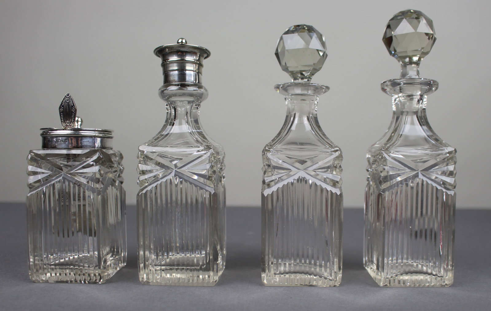 Antique Silver Plated & Cut Glass Cruet Set - 5