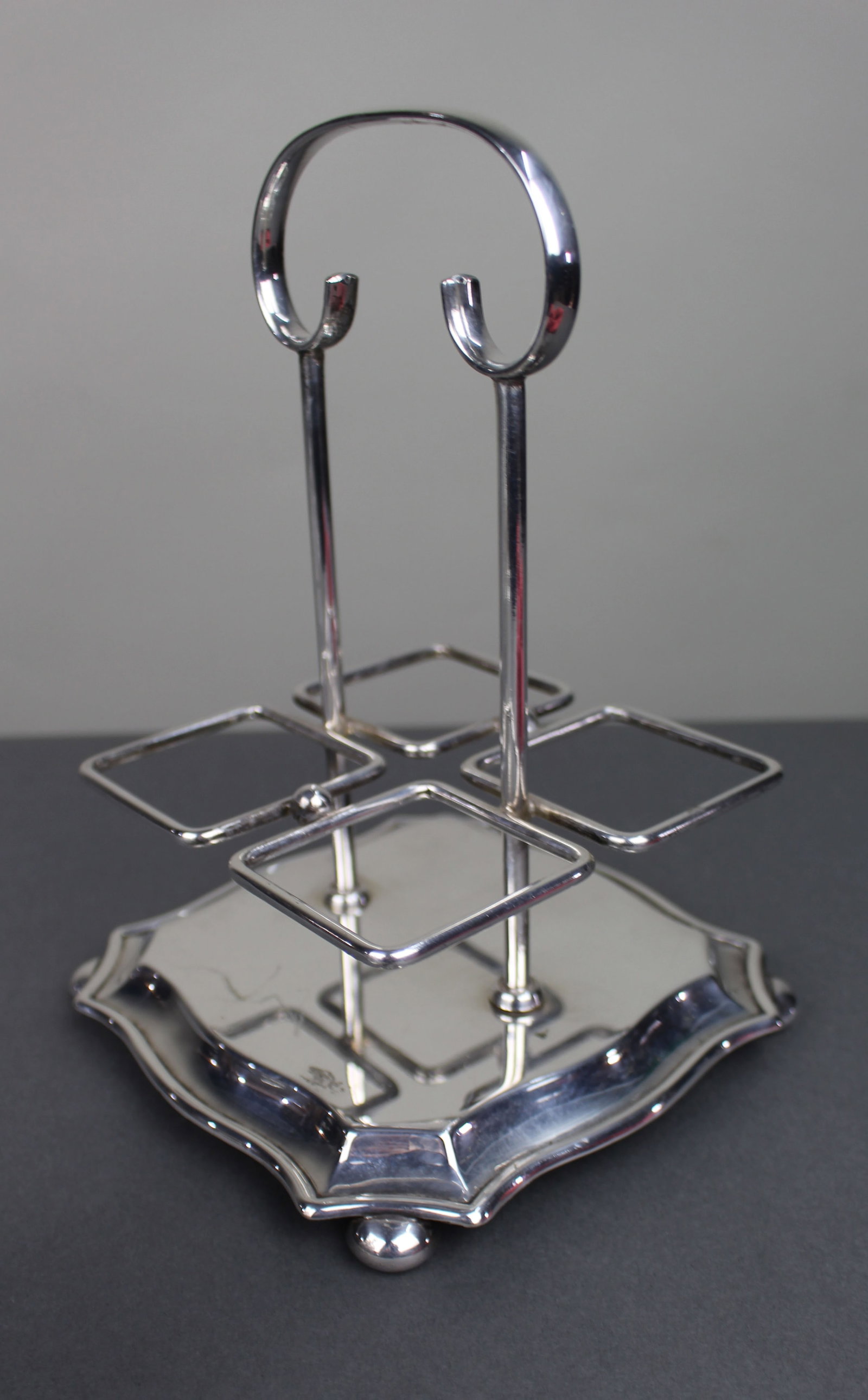 Antique Silver Plated & Cut Glass Cruet Set - 7