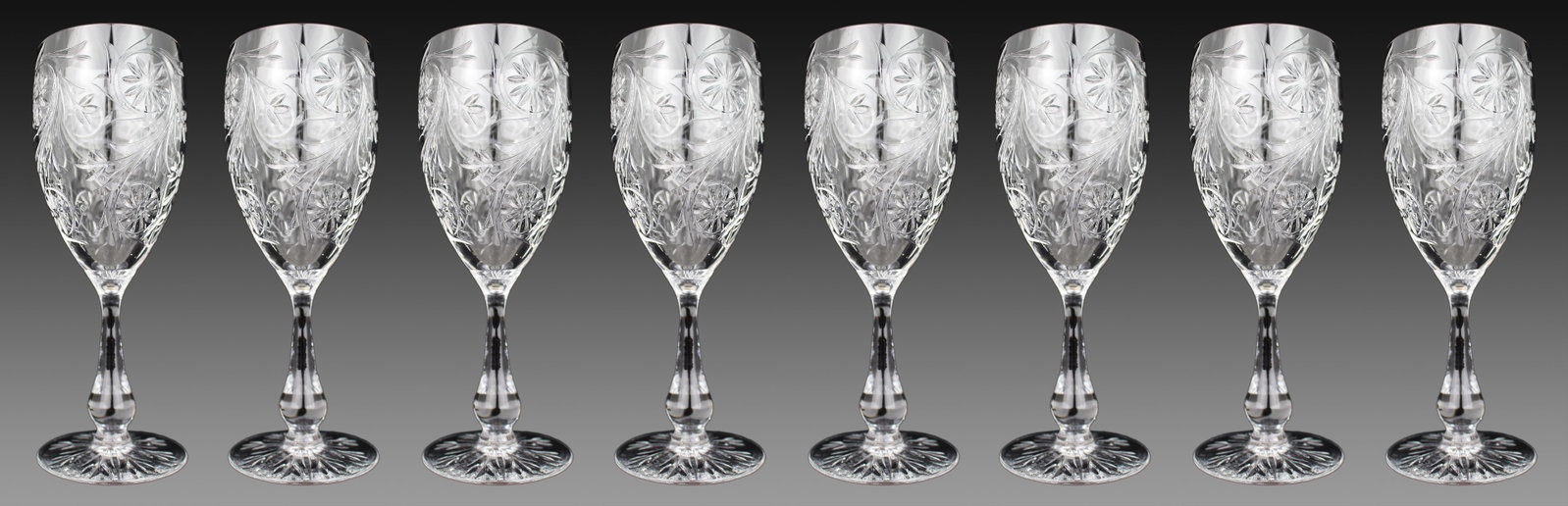 Set of 8 Tudor Crystal ""Catherine of Aragon"" Wine Glasses (1 of 7)