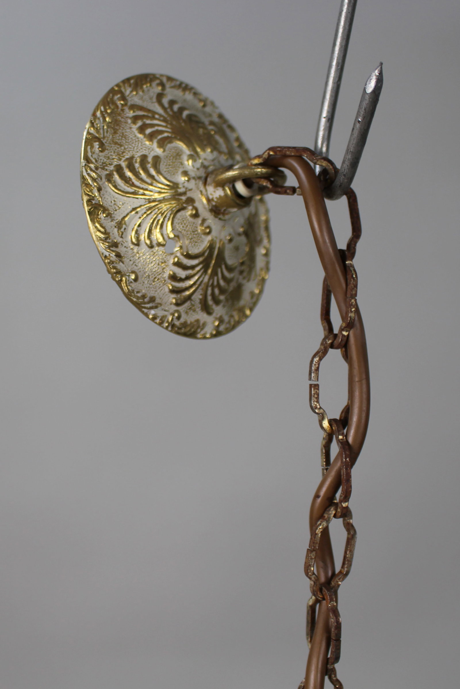 Elegant Vintage Crystal & Brass Chandelier - 4