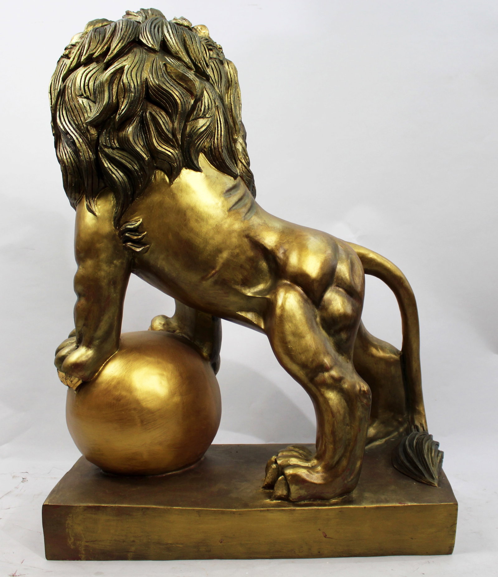 Large Roaring Lion Sculpture with Painted Gold Finish - 6