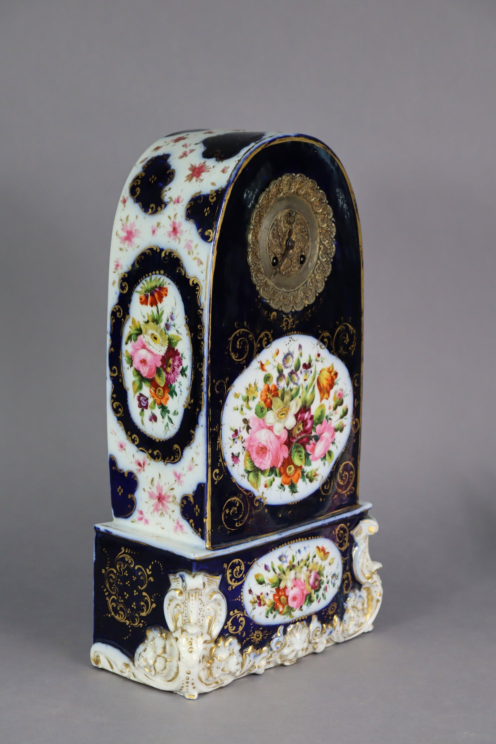 Mid-19th Century French Porcelain Rococo Revival Mantel Clock - 10