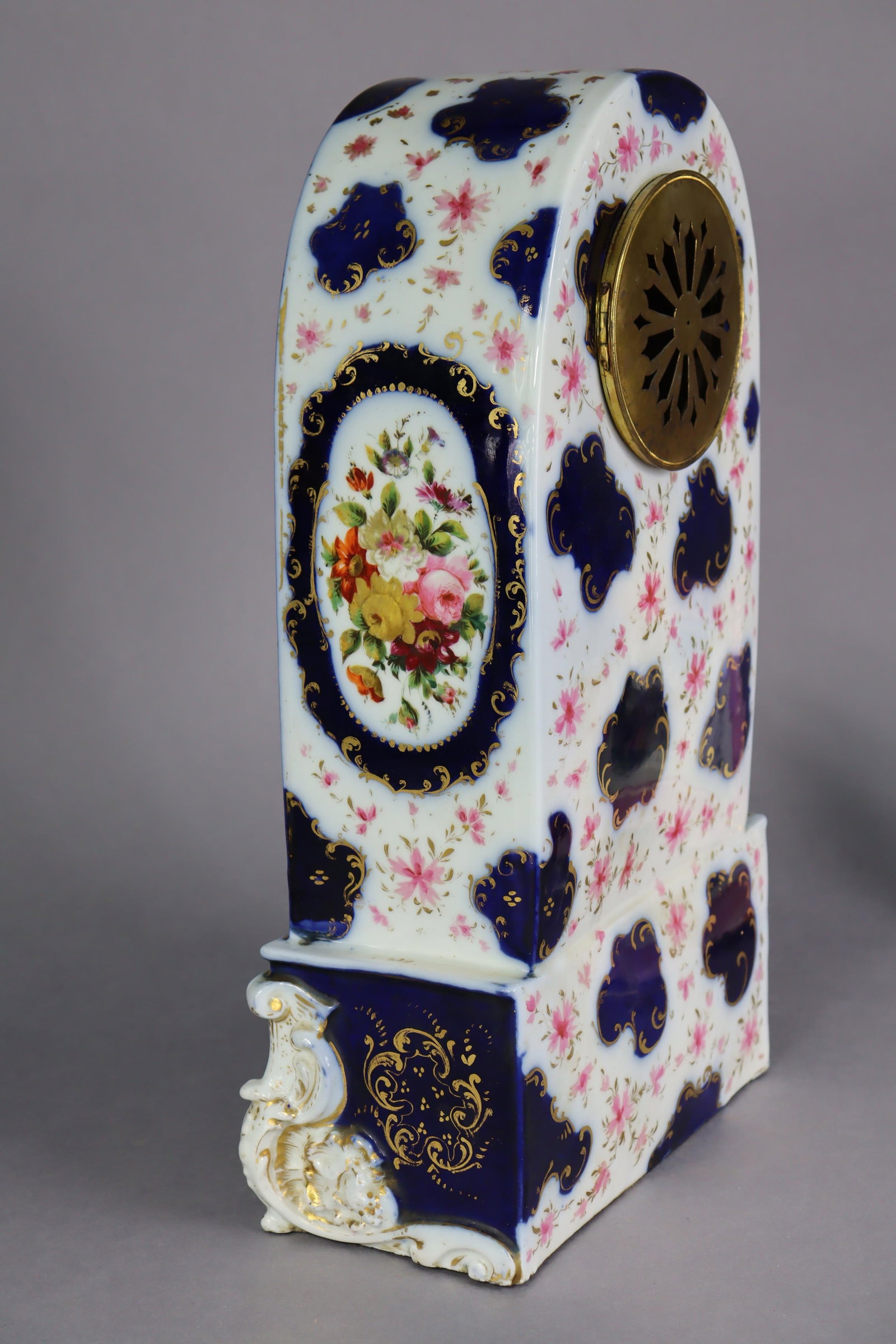 Mid-19th Century French Porcelain Rococo Revival Mantel Clock - 11