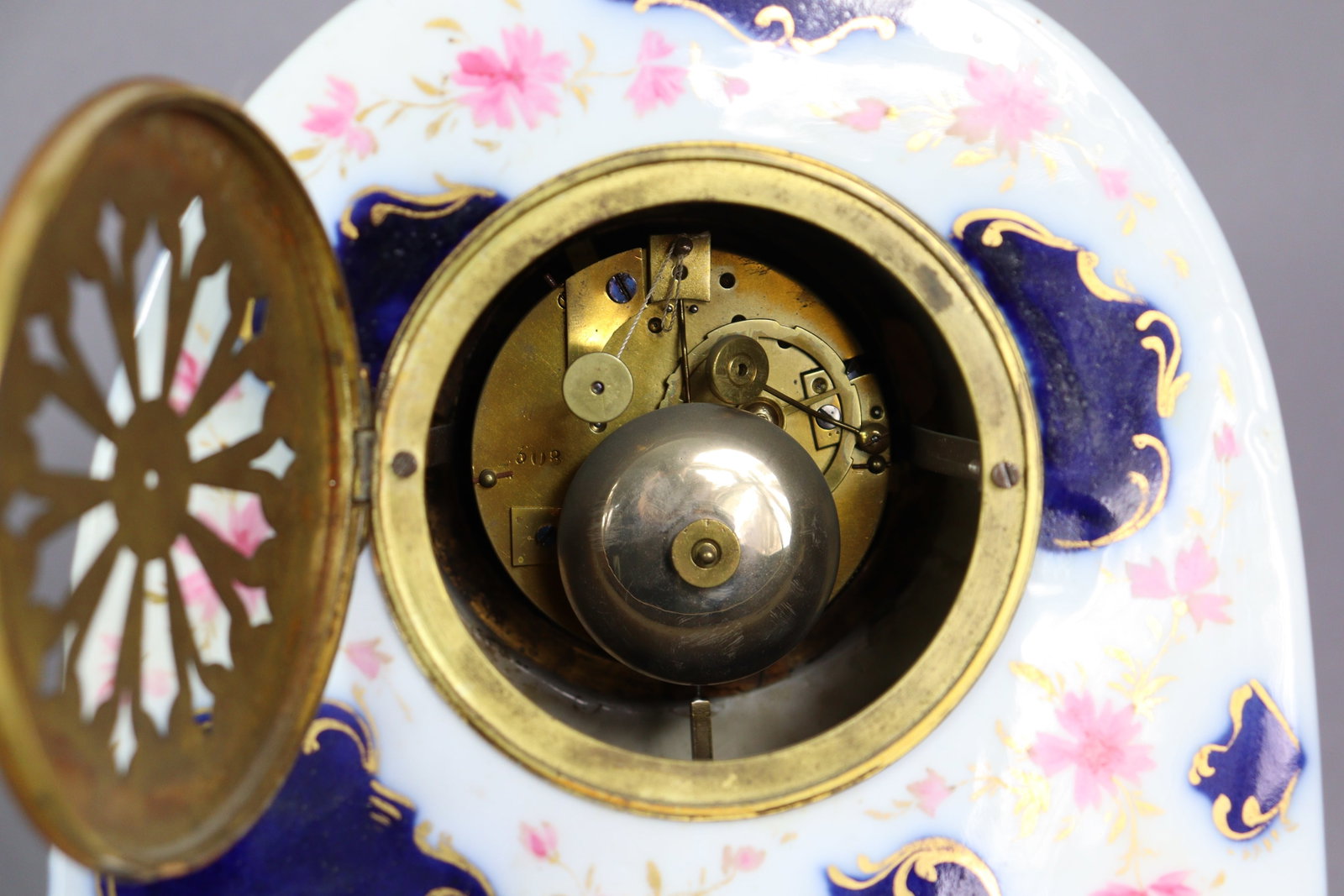 Mid-19th Century French Porcelain Rococo Revival Mantel Clock - 13