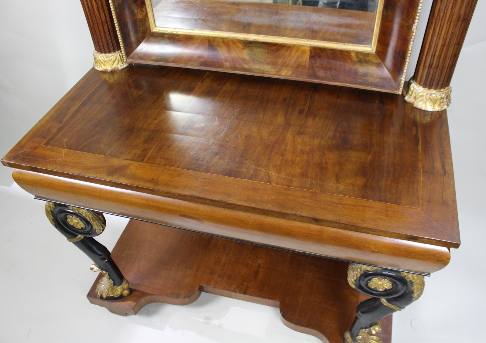 Antique Mahogany and Parcel Gilt Console Table & Pier Mirror - 14