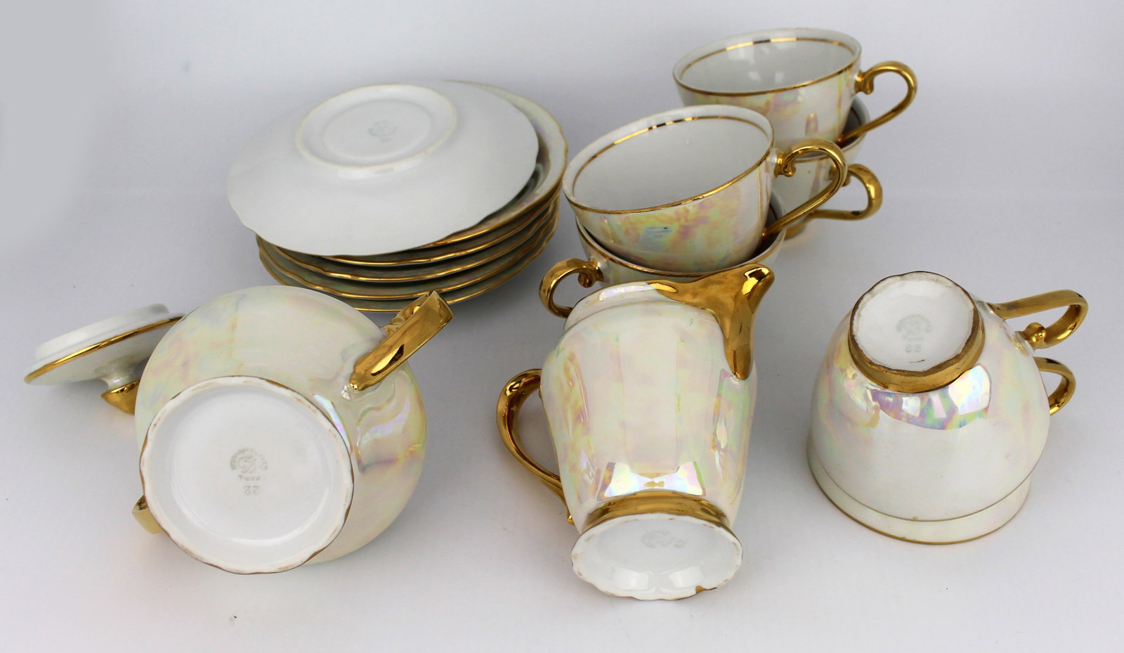Czech Porcelain Lustre Gilt Tea Service - 6