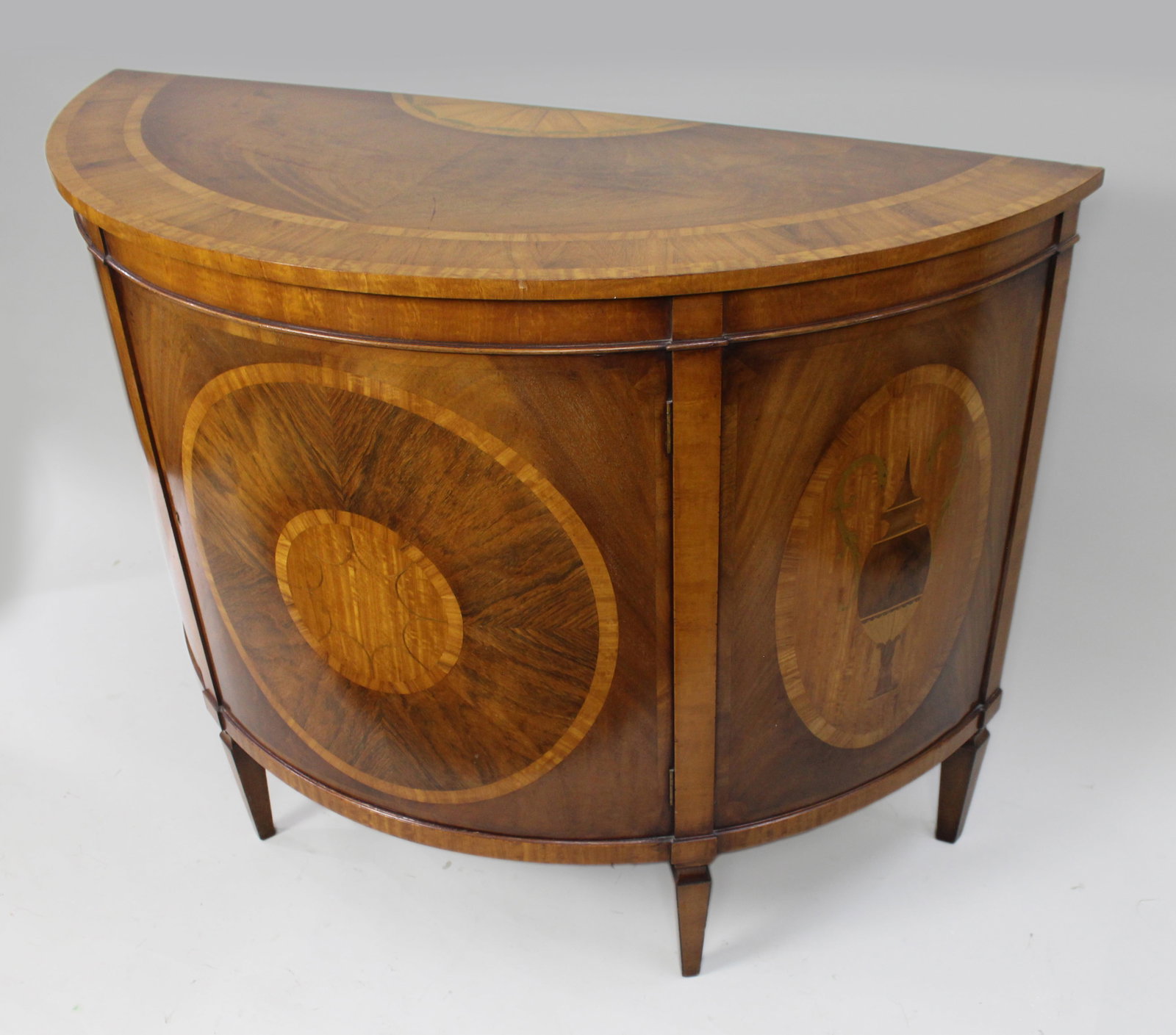 Elegant Neoclassical Style Inlaid Demilune Cabinet - 3
