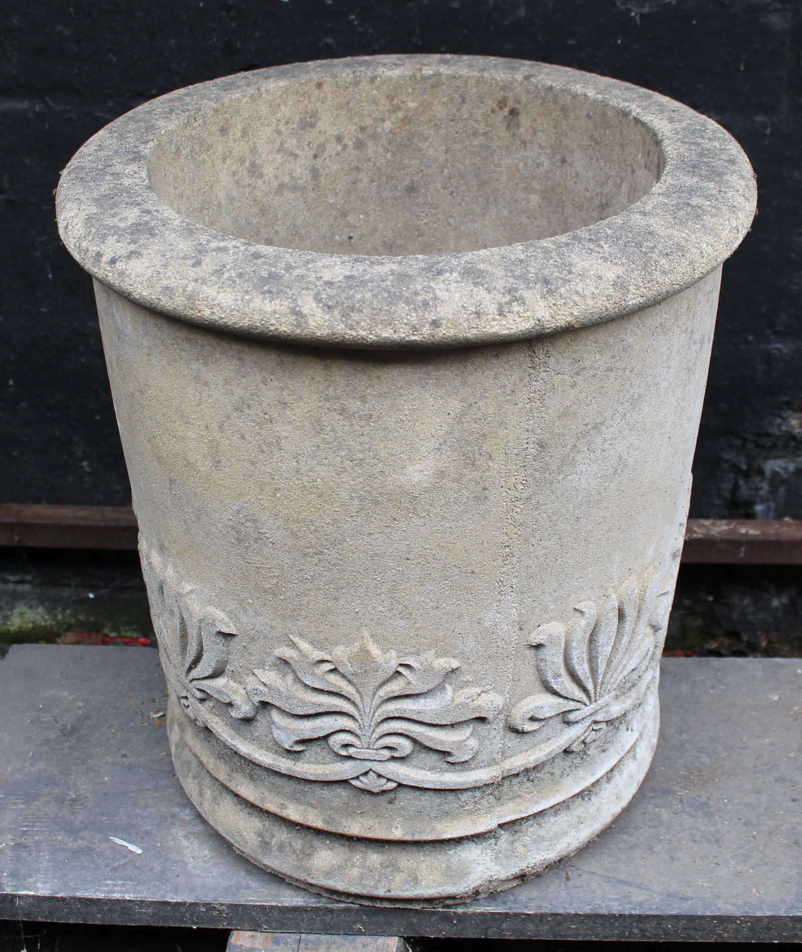 Cylindrical Concrete Stone Planter: Title: Cylindrical Concrete Stone Planter Description: Cylindrical Concrete Stone Planter Width: 31 cm. Height: 35 cm Vintage Condition: Used Delivery option: Collection & Delivery Location: WR1
