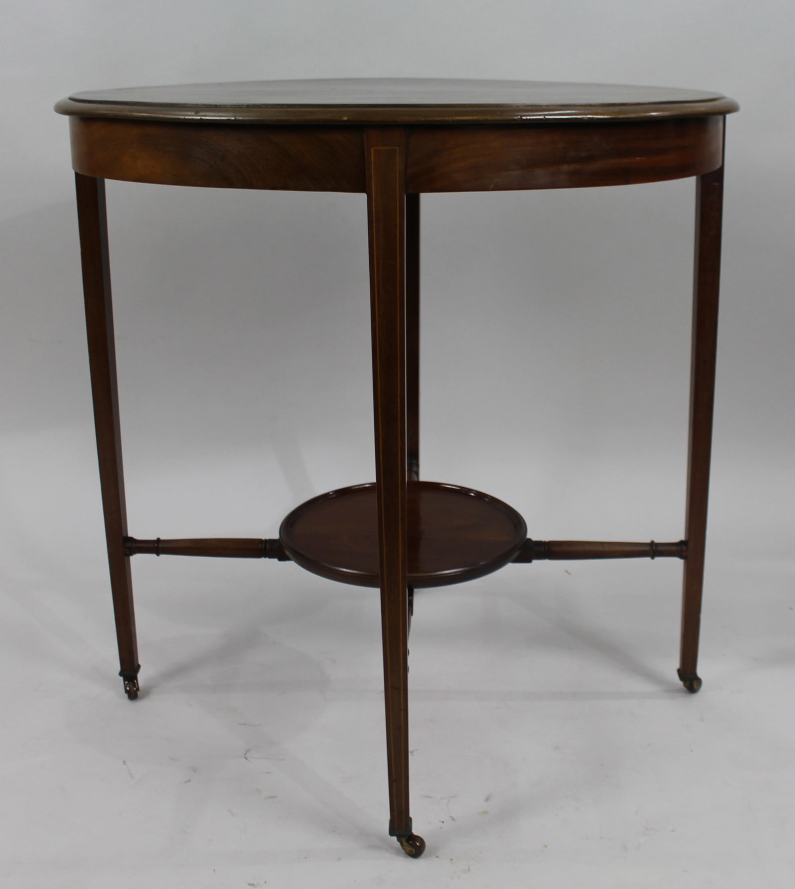 Edwardian Inlaid Oval Side Table - 2