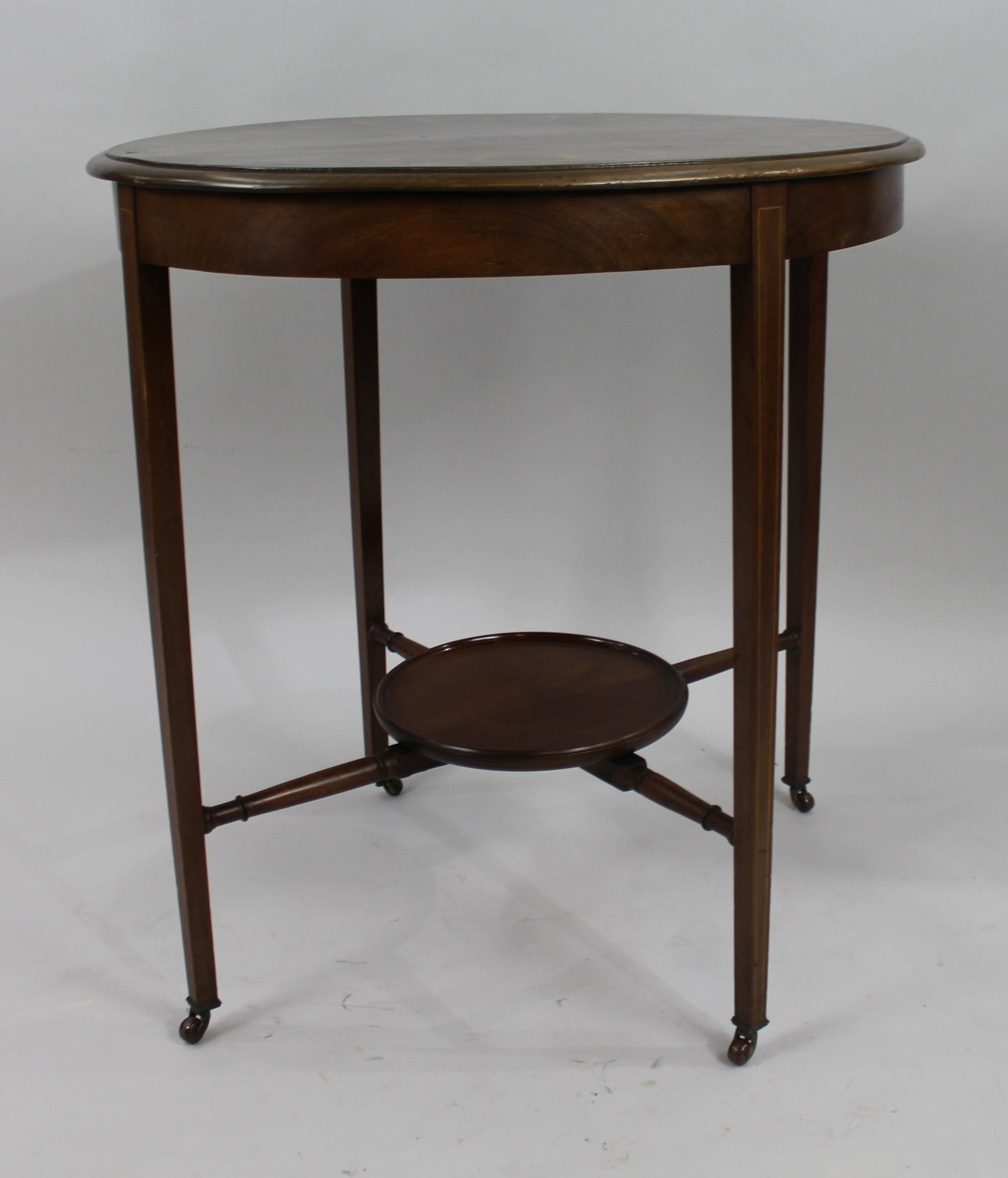 Edwardian Inlaid Oval Side Table - 3