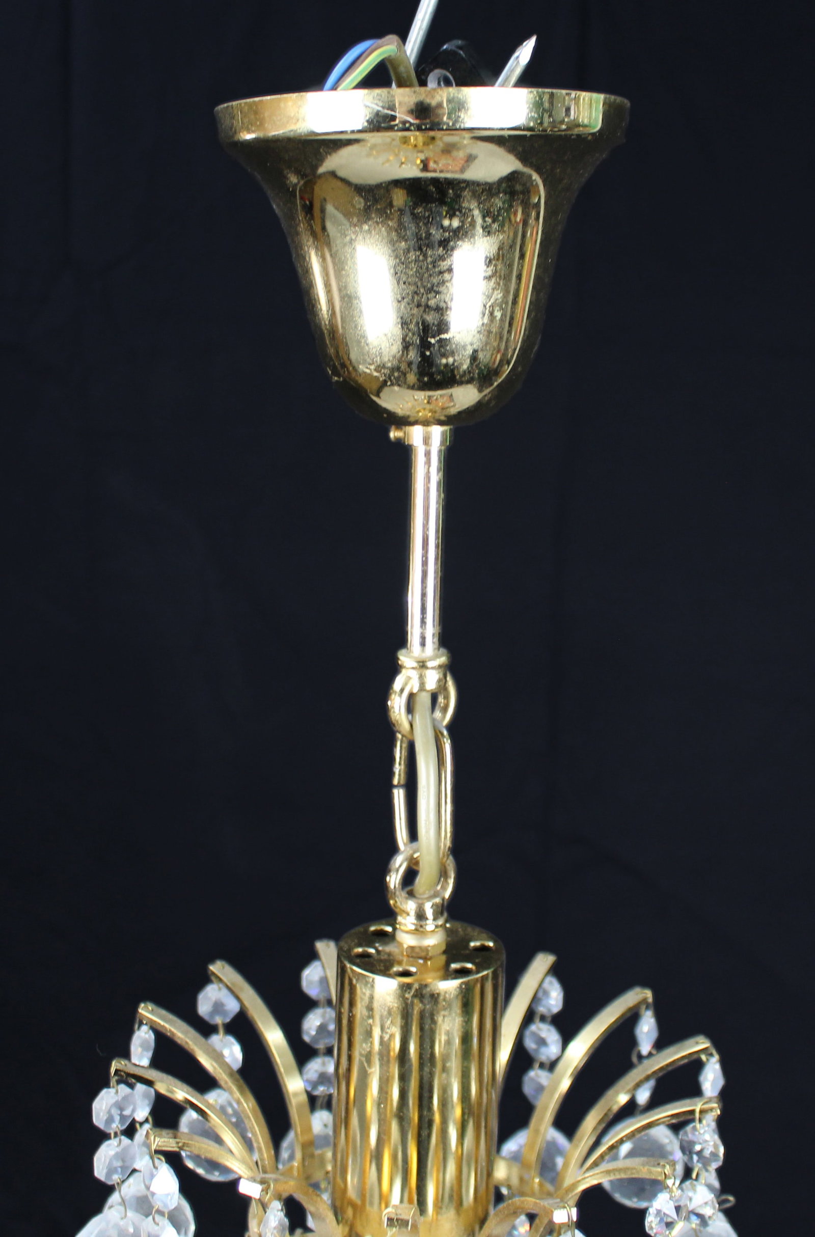 Fine Vintage Crystal Gold Plated Single Light Chandelier - 2